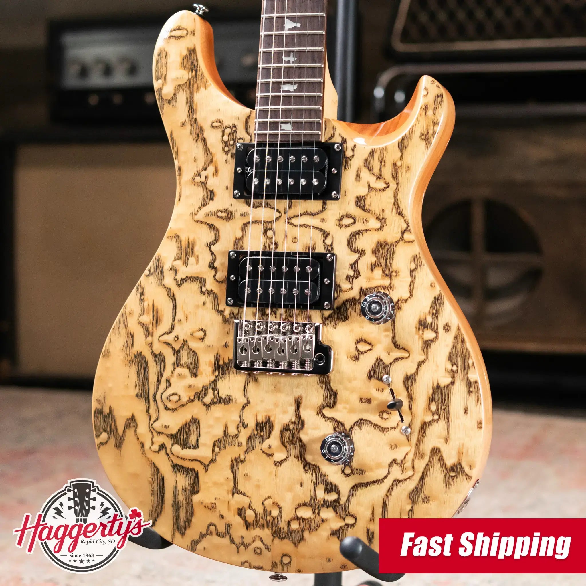 PRS Limited Edition SE Exotic Custom 24 Electric Guitar - Burled Ash with Gig Bag