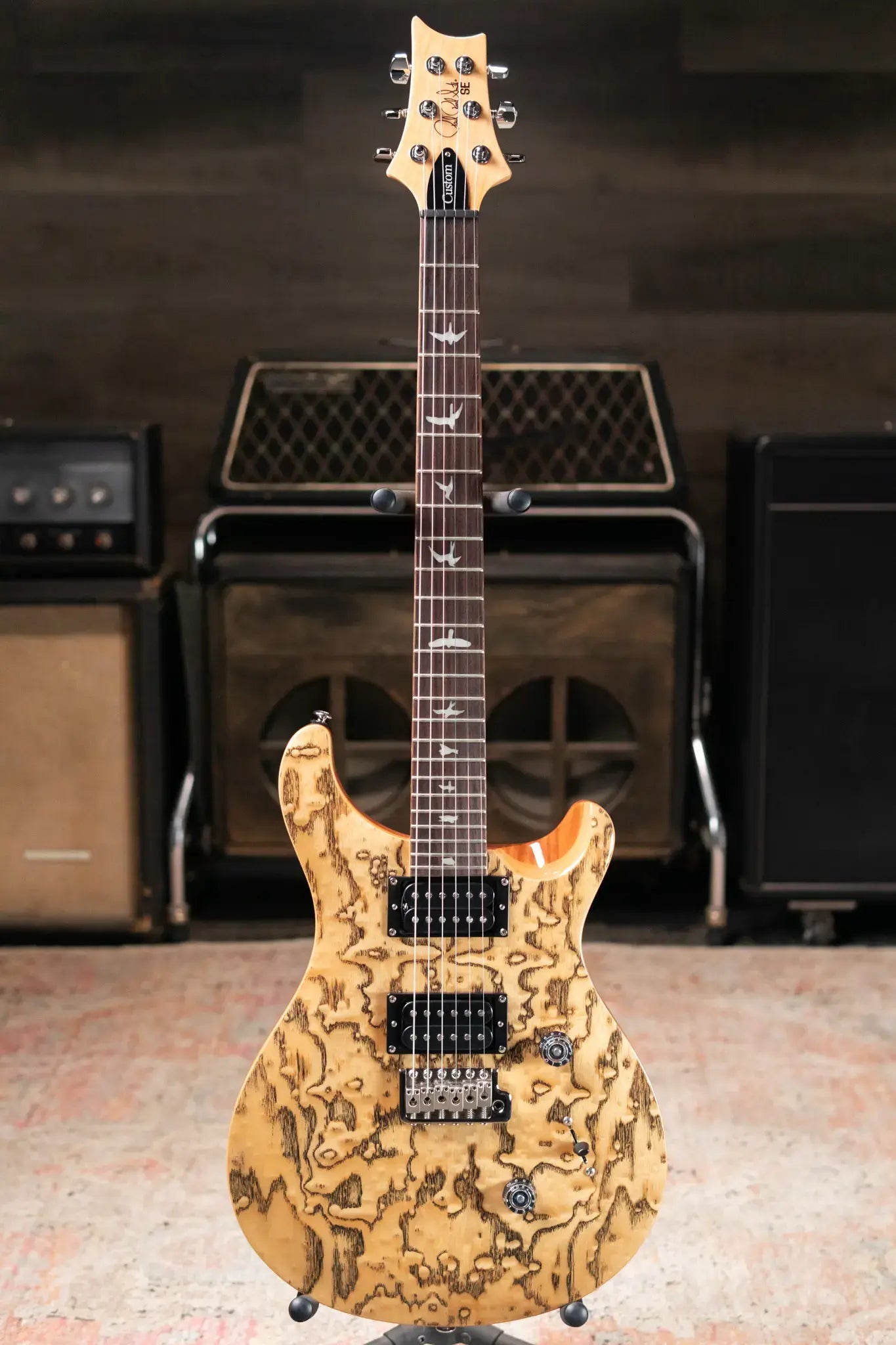 PRS Limited Edition SE Exotic Custom 24 Electric Guitar - Burled Ash with Gig Bag