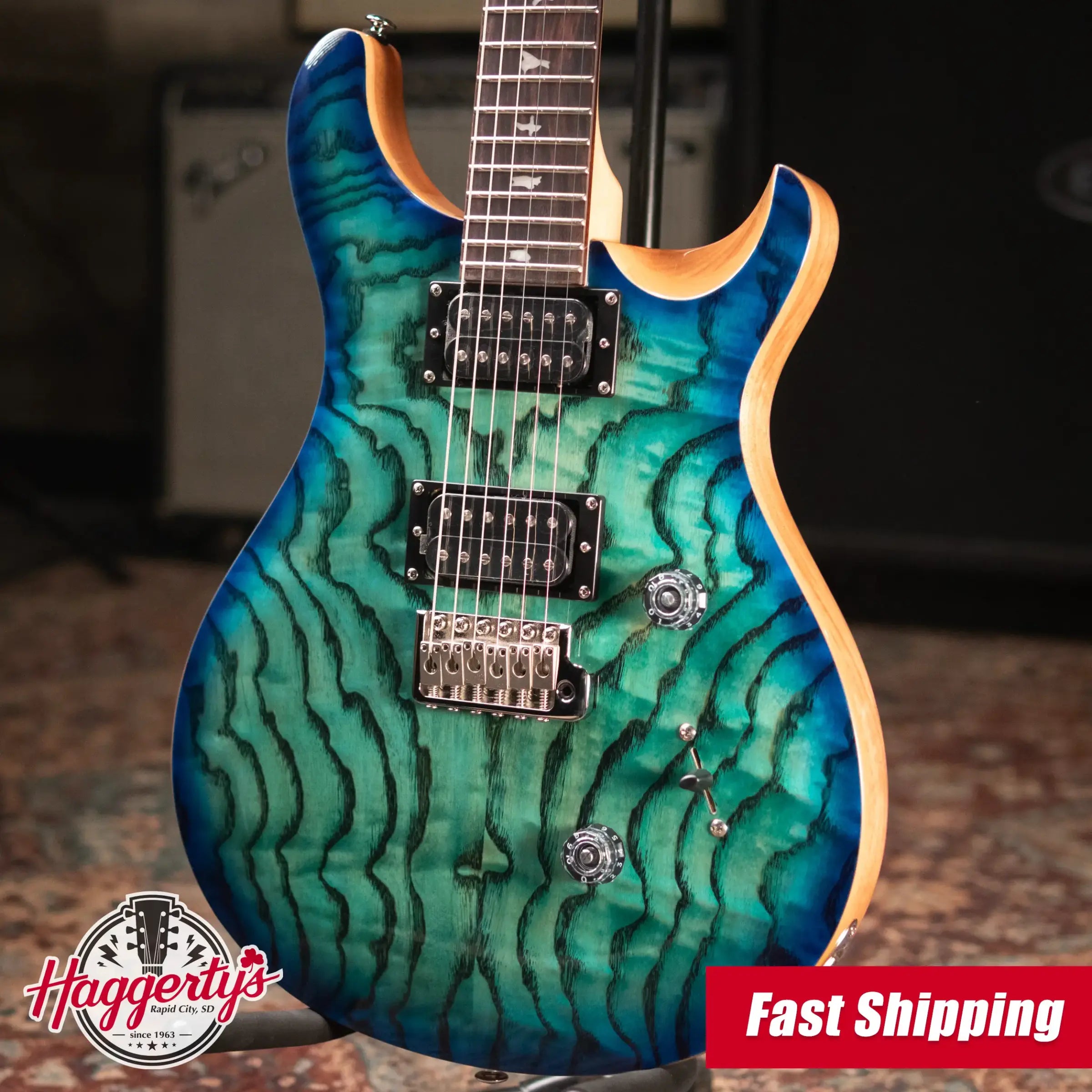 PRS Limited Edition SE Exotic Custom 24 Electric Guitar - Lake Blue with Gig Bag