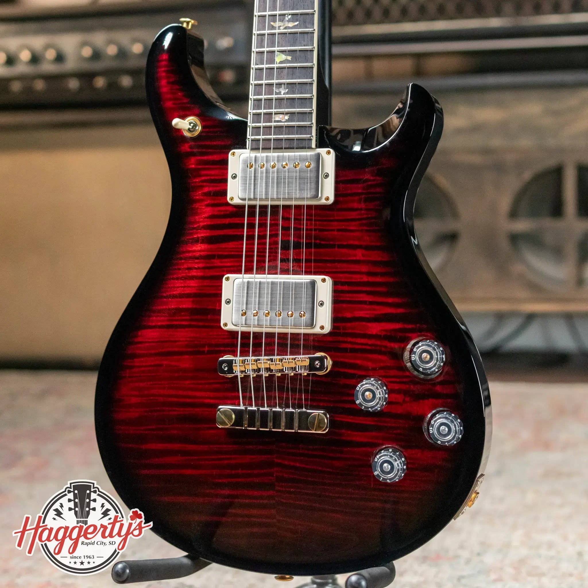 PRS McCarty 594 Flame Maple 10-Top - Fire Red Wrap Smokeburst with Hardshell Case