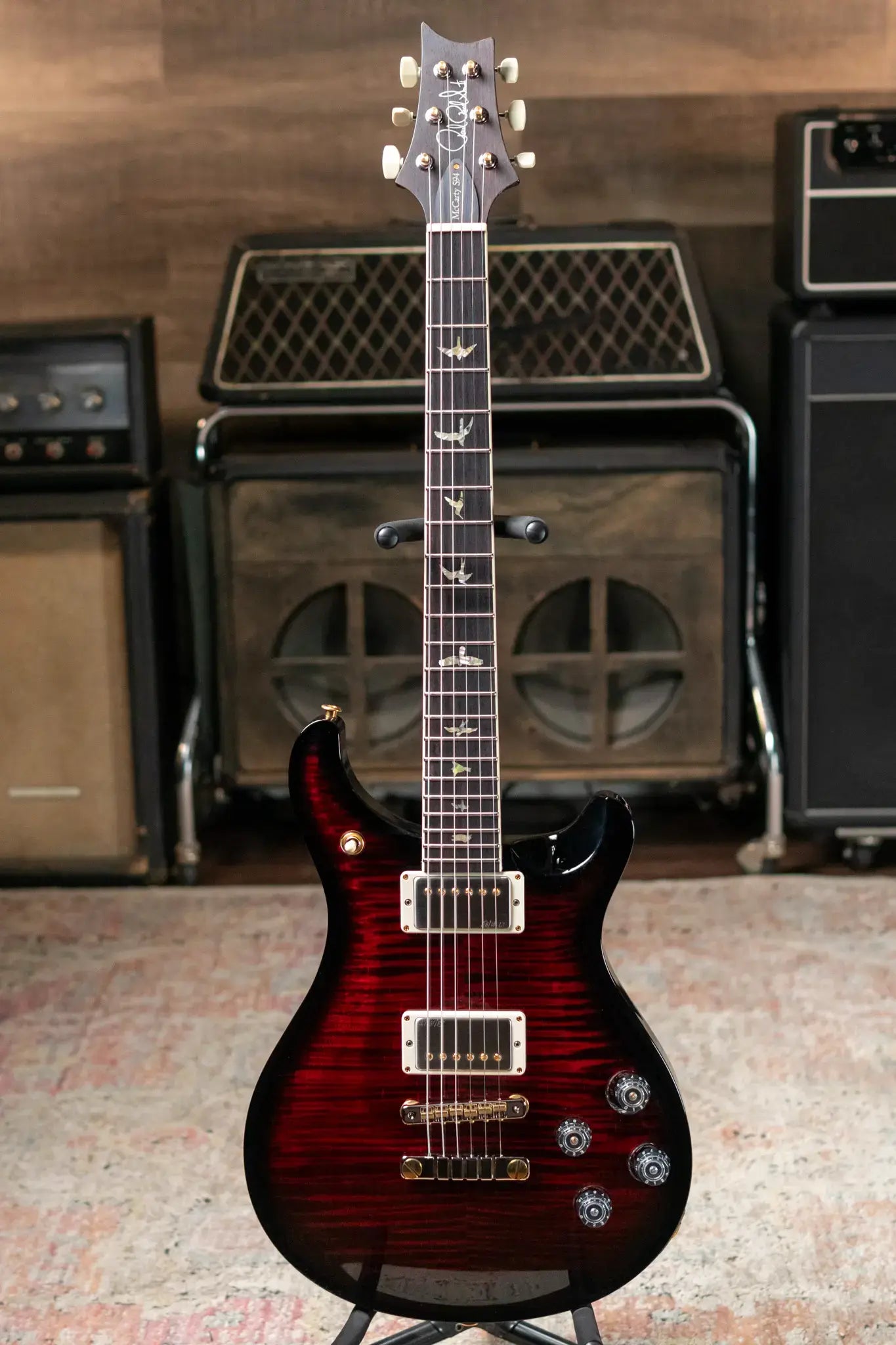 PRS McCarty 594 Flame Maple 10-Top - Fire Red Wrap Smokeburst with Hardshell Case