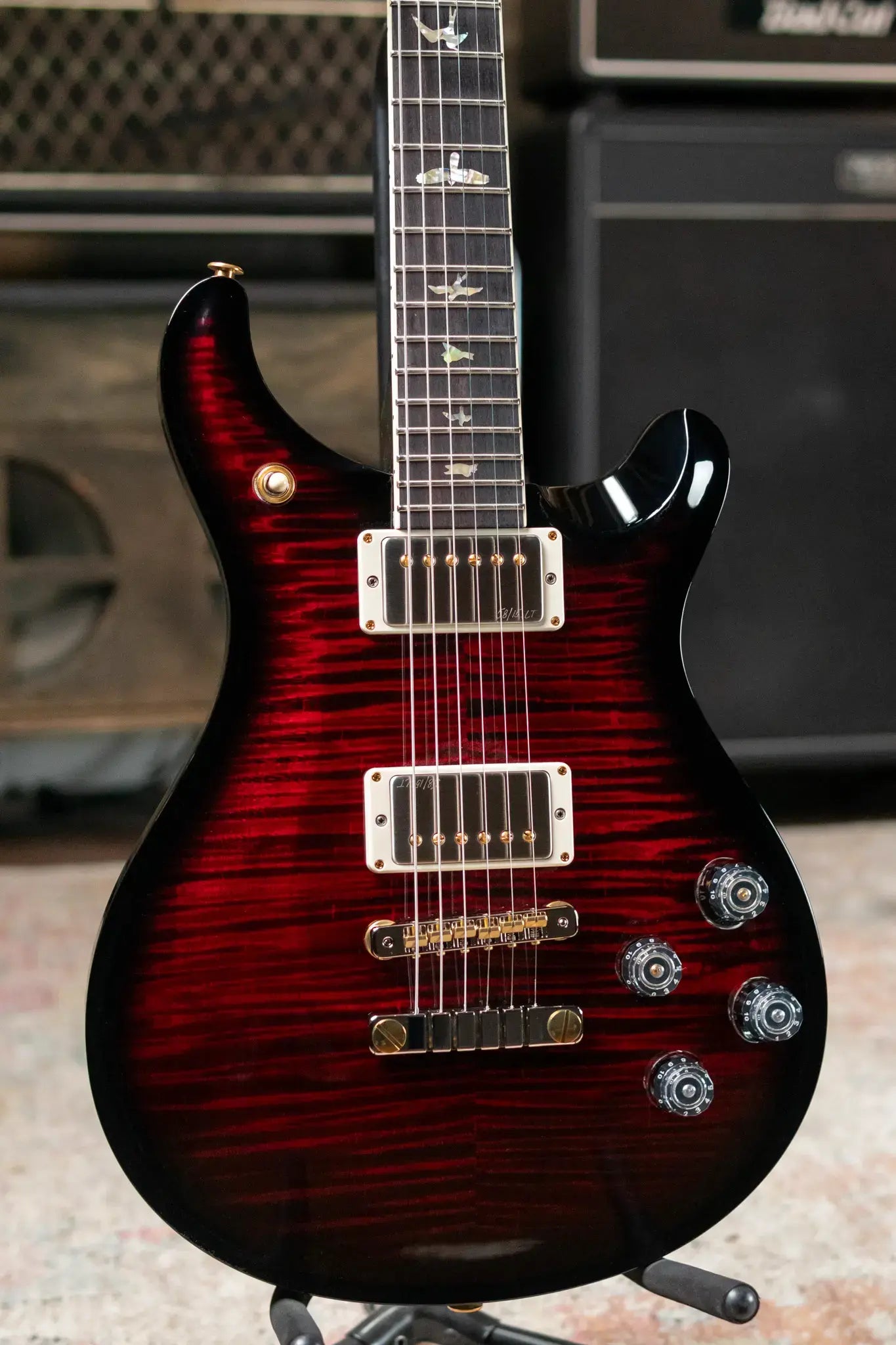 PRS McCarty 594 Flame Maple 10-Top - Fire Red Wrap Smokeburst with Hardshell Case