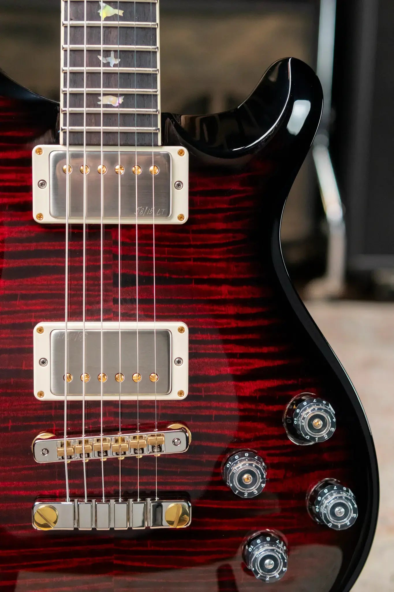 PRS McCarty 594 Flame Maple 10-Top - Fire Red Wrap Smokeburst with Hardshell Case