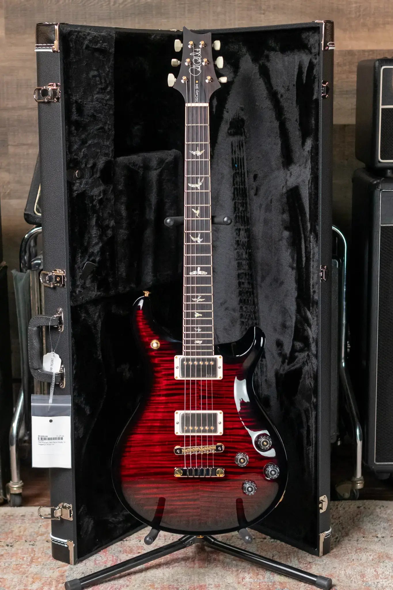 PRS McCarty 594 Flame Maple 10-Top - Fire Red Wrap Smokeburst with Hardshell Case