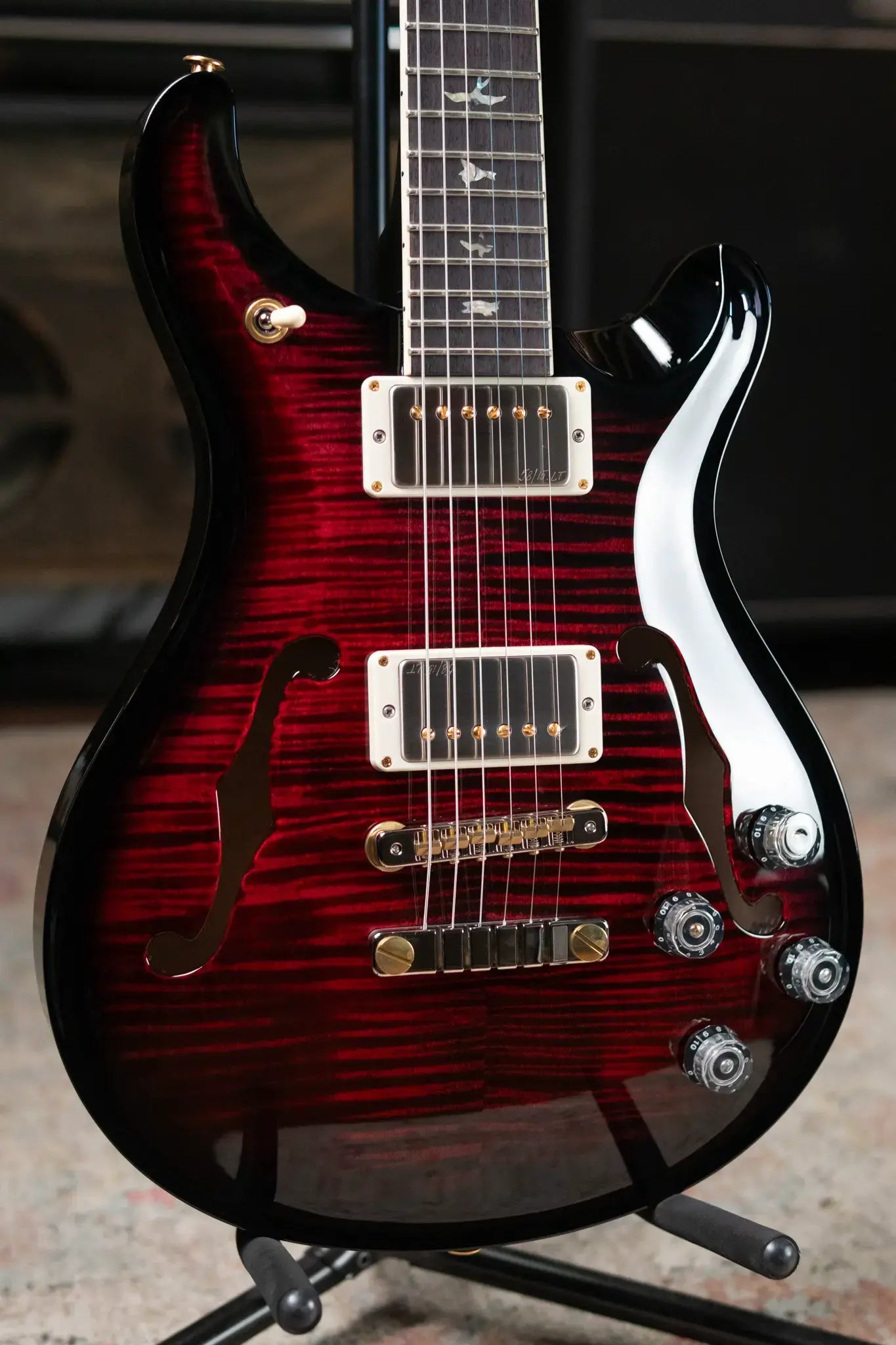 PRS McCarty 594 Hollowbody II Flame Maple 10-Top -  Fire Red Smokewrap Burst with Hardshell Case