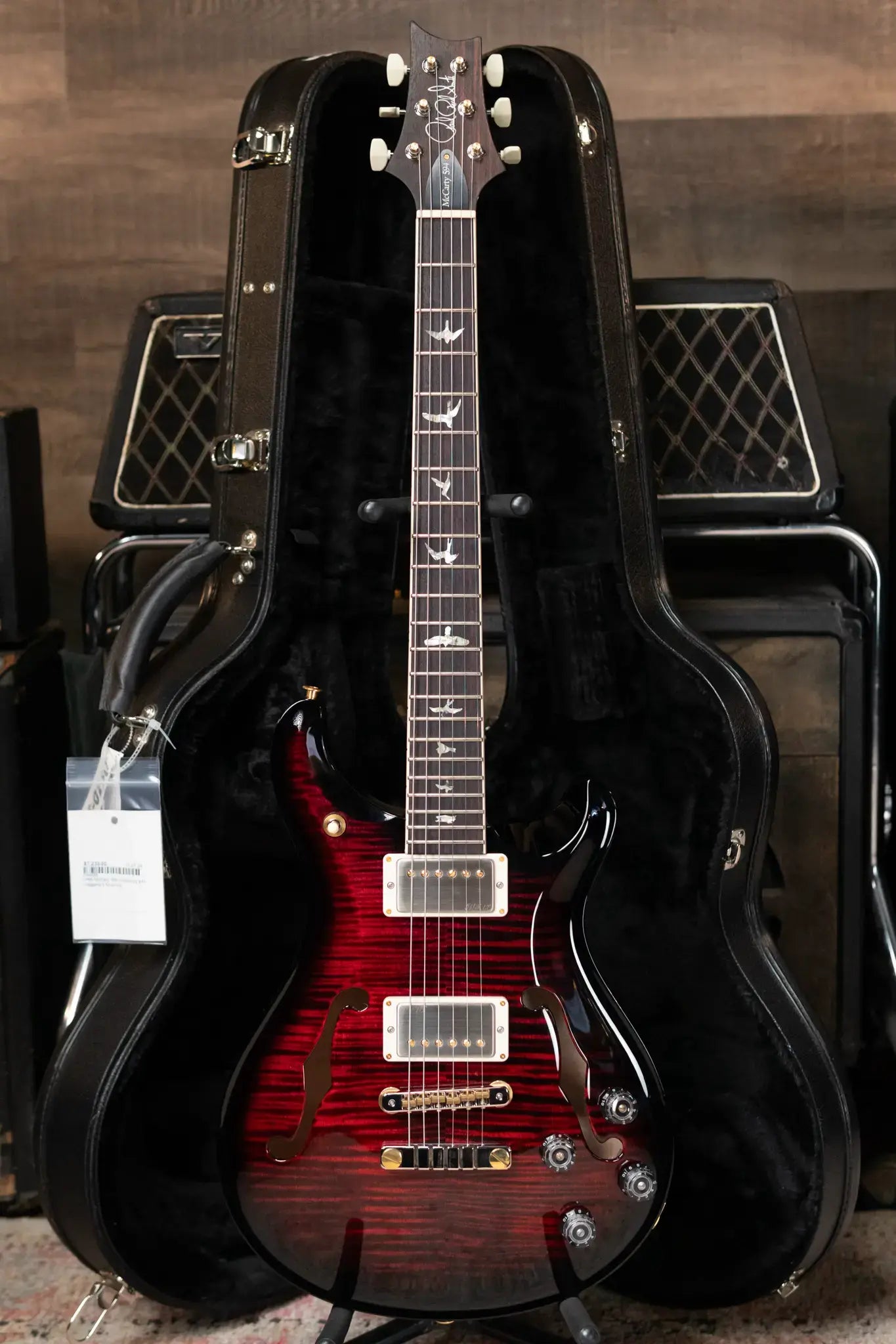 PRS McCarty 594 Hollowbody II Flame Maple 10-Top -  Fire Red Smokewrap Burst with Hardshell Case