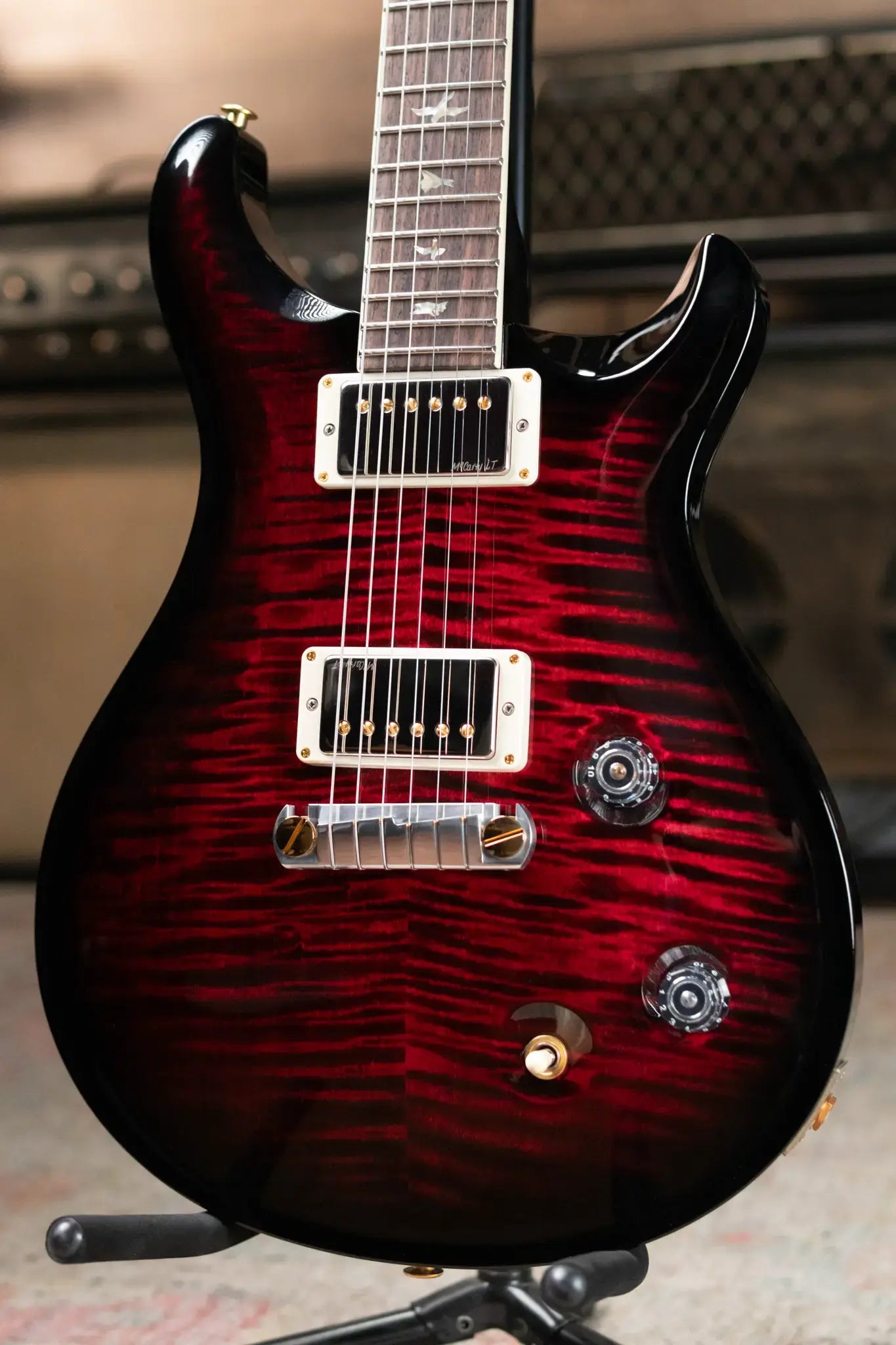 PRS McCarty Flame Maple 10-Top - Fire Red Wrap Smokeburst with Hardshell Case