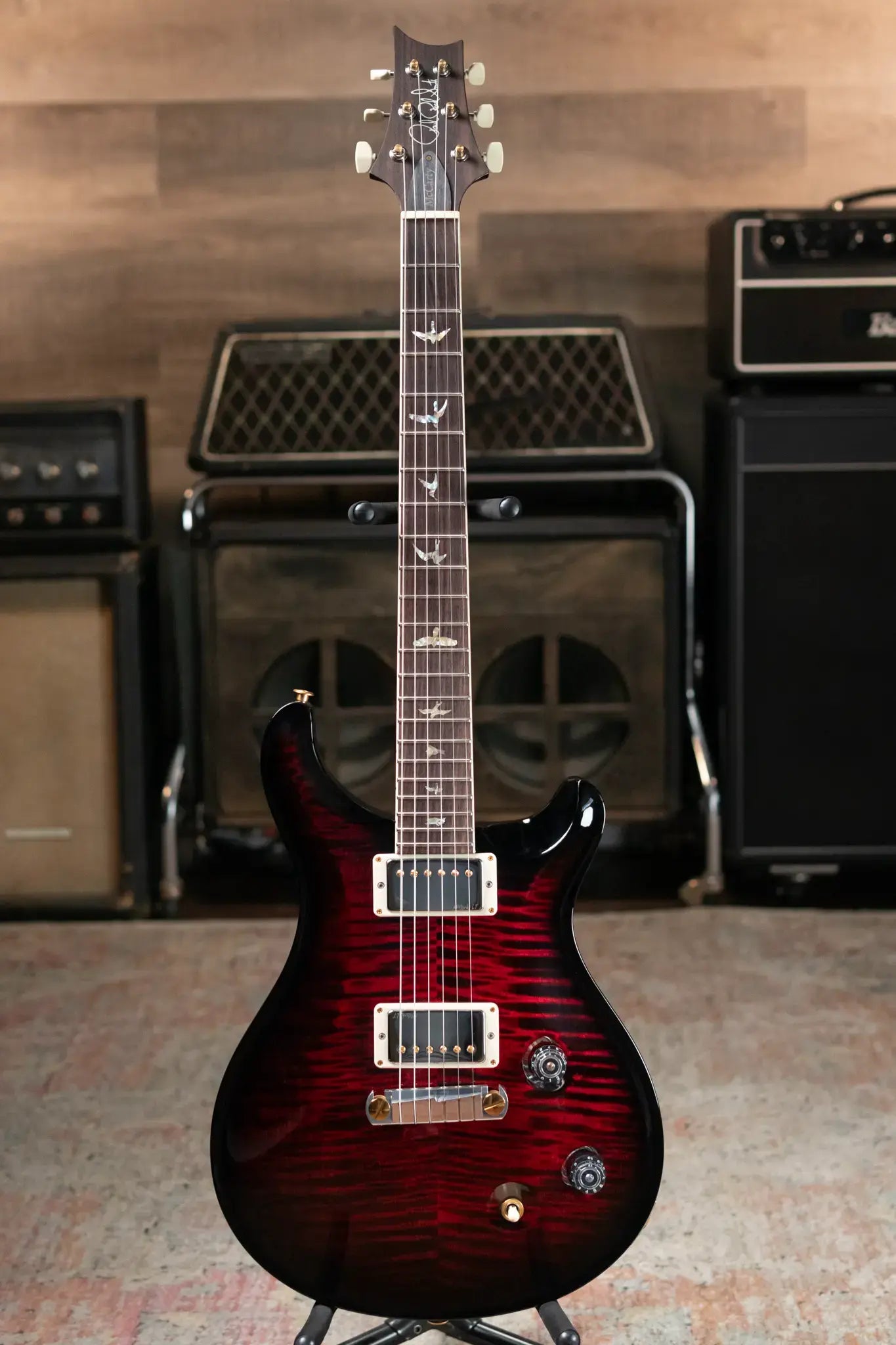 PRS McCarty Flame Maple 10-Top - Fire Red Wrap Smokeburst with Hardshell Case