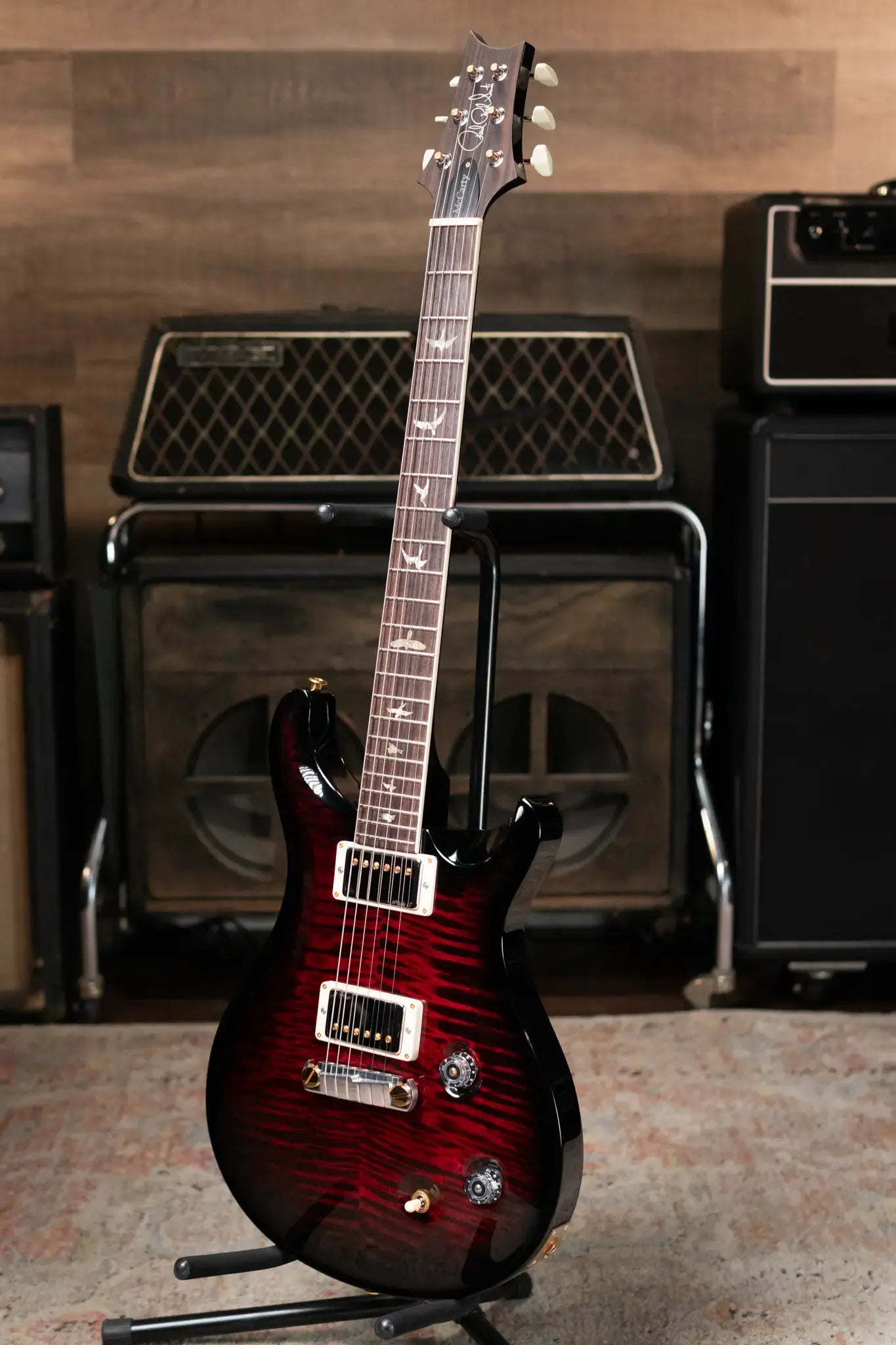 PRS McCarty Flame Maple 10-Top - Fire Red Wrap Smokeburst with Hardshell Case