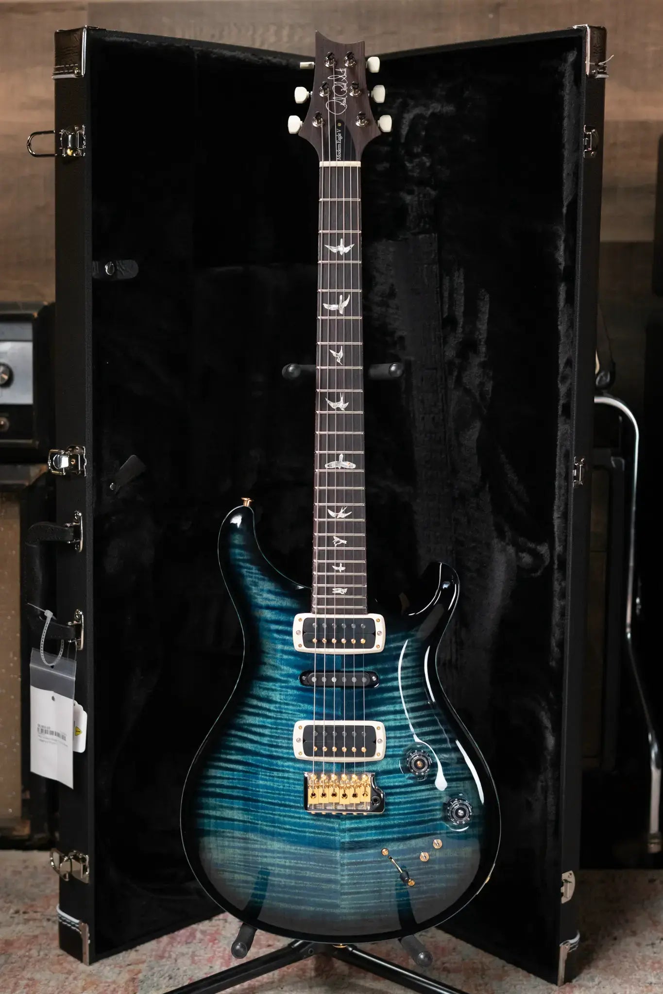 PRS Modern Eagle V Flame Maple 10-Top Electric Guitar - Cobalt Smokeburst with Hardshell Case