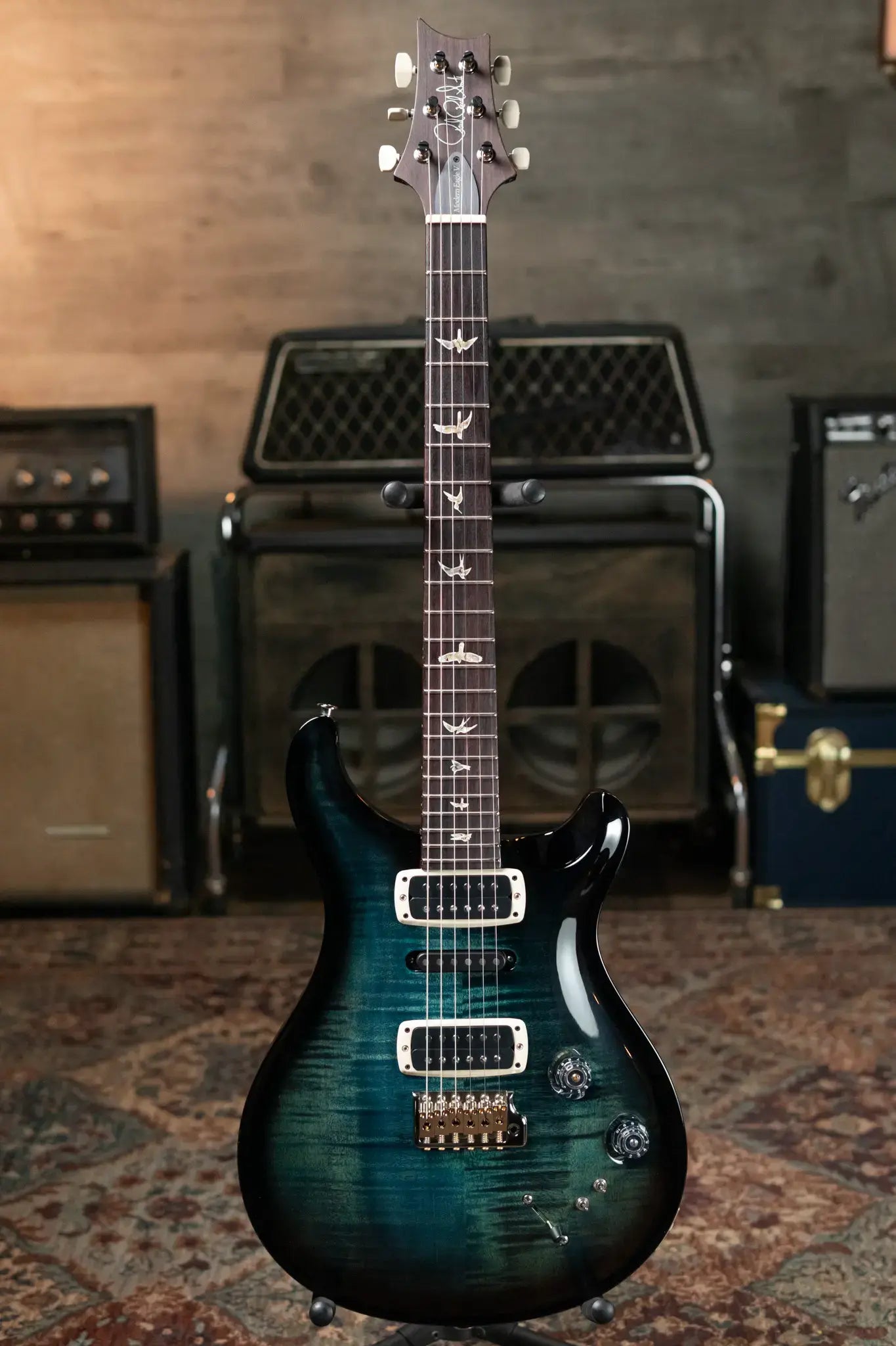 PRS Modern Eagle V - Whale Blue Wraparound Smokeburst with Hardshell Case
