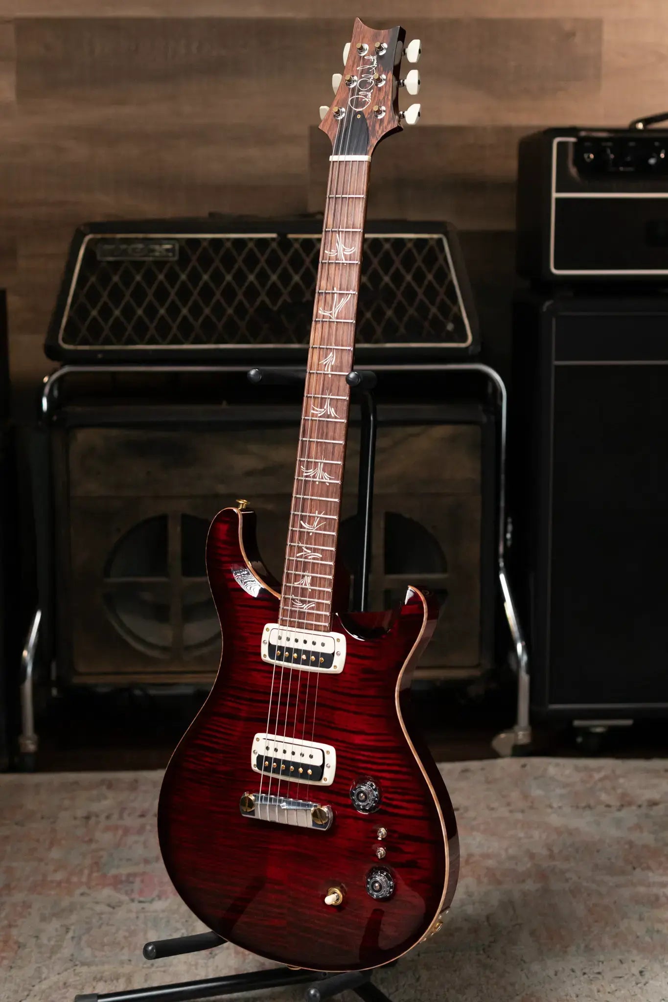 PRS Paul's Guitar Flame Maple 10-Top with Honduran Rosewood Fretboard - Fire Red Smokeburst with Hardshell Case