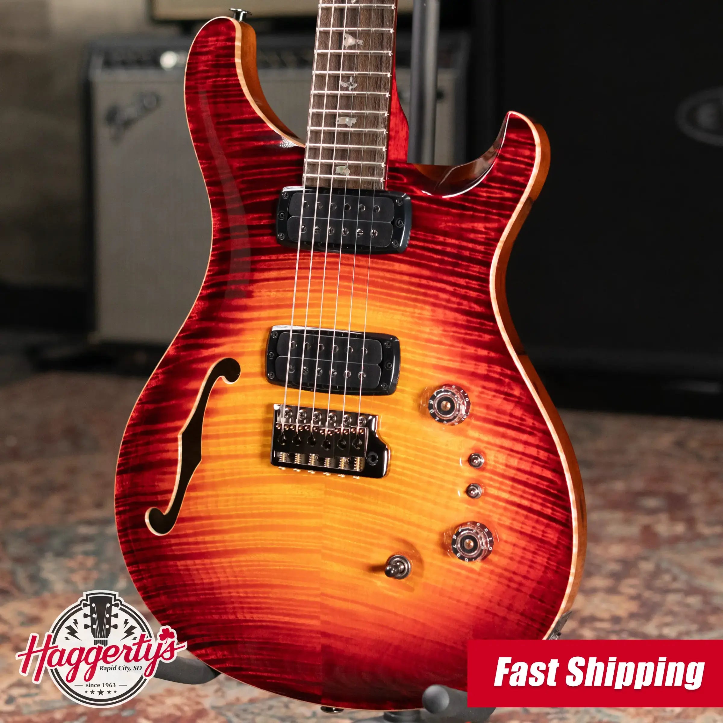 PRS Private Stock Custom 24-08 Semi-Hollow Electric Guitar Dragon's Breath Glow with Hardshell Case - Used