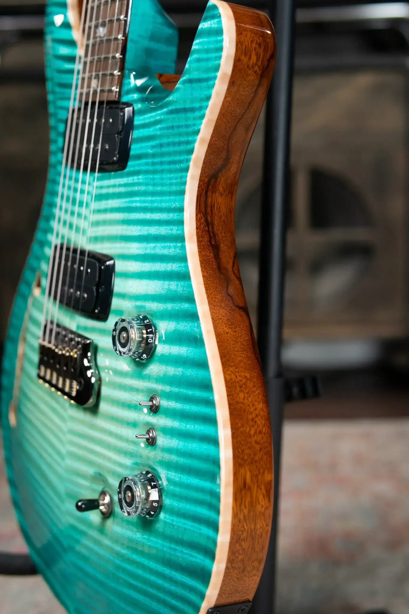 PRS Private Stock Custom 24-08 Semi-Hollow Electric Guitar - Bahamian Blue Glow with Hardshell Case