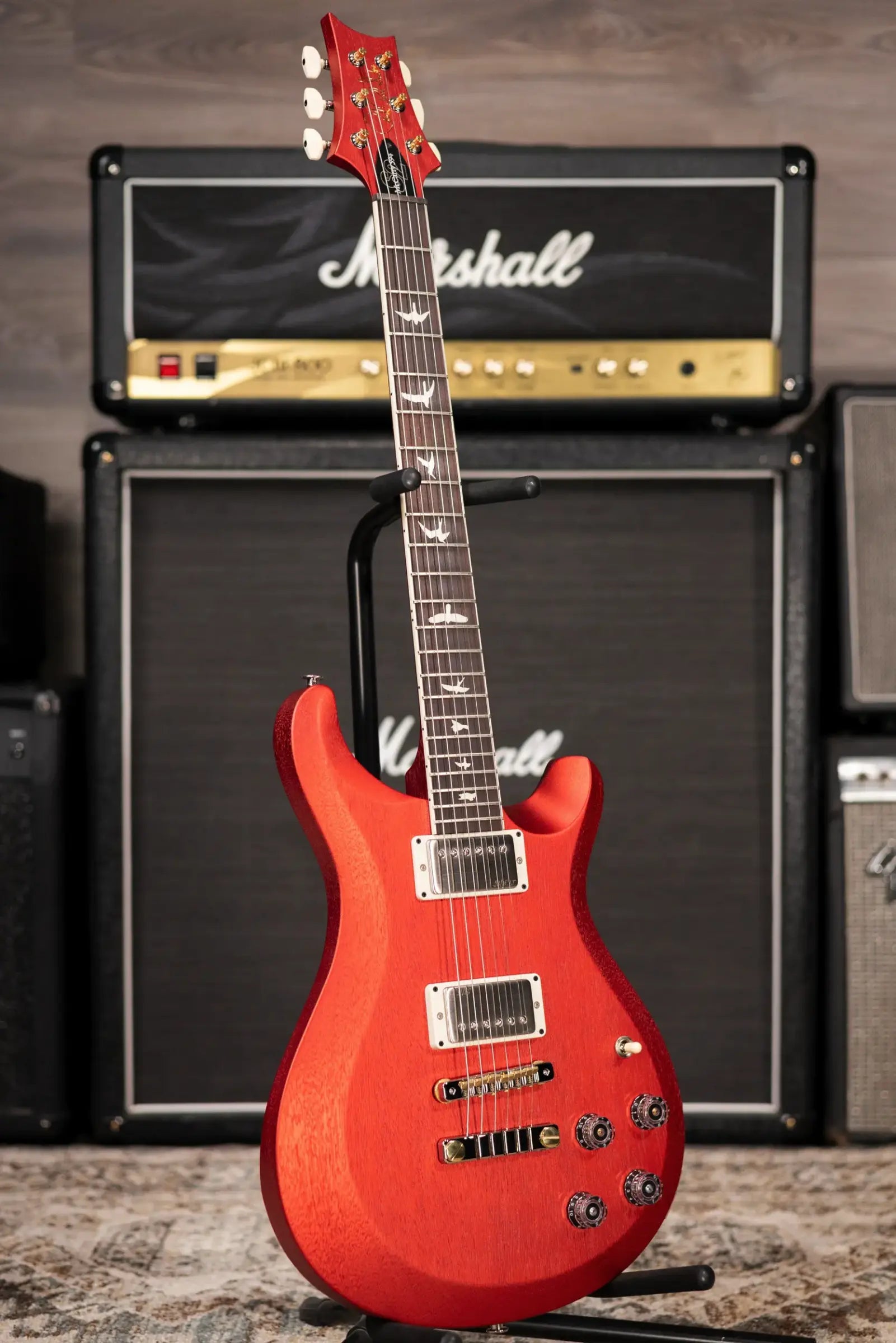 PRS S2 McCarty 594 Thinline Satin Electric Guitar - Red Apple Metallic with Gig Bag
