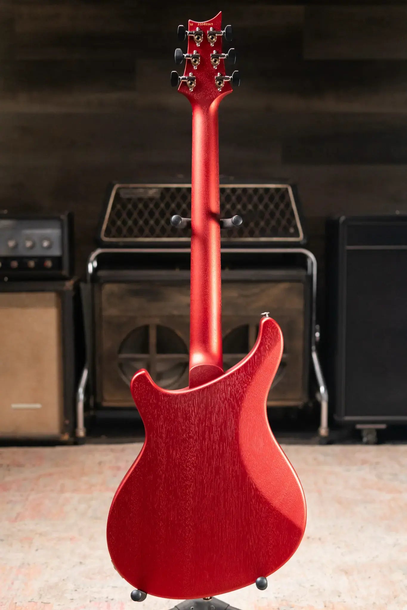 PRS S2 Vela Semi-Hollow Satin Electric Guitar - Red Apple Metallic with Gig Bag