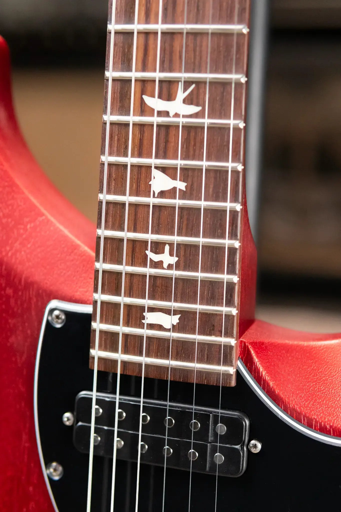 PRS S2 Vela Semi-Hollow Satin Electric Guitar - Red Apple Metallic with Gig Bag