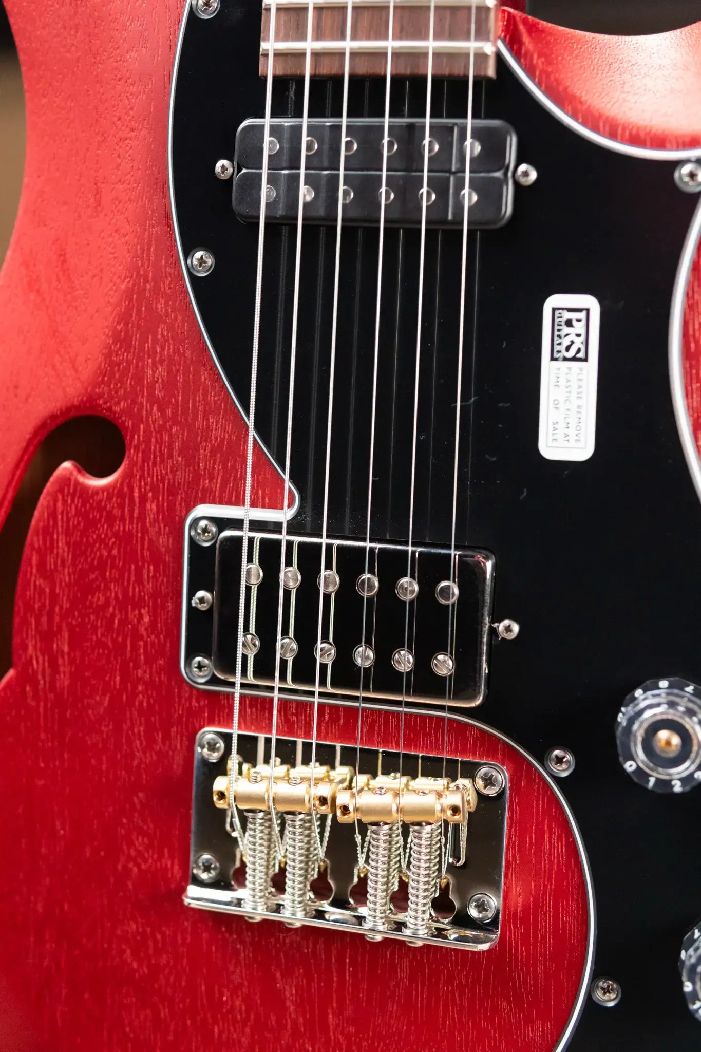 PRS S2 Vela Semi-Hollow Satin Electric Guitar - Red Apple Metallic with Gig Bag