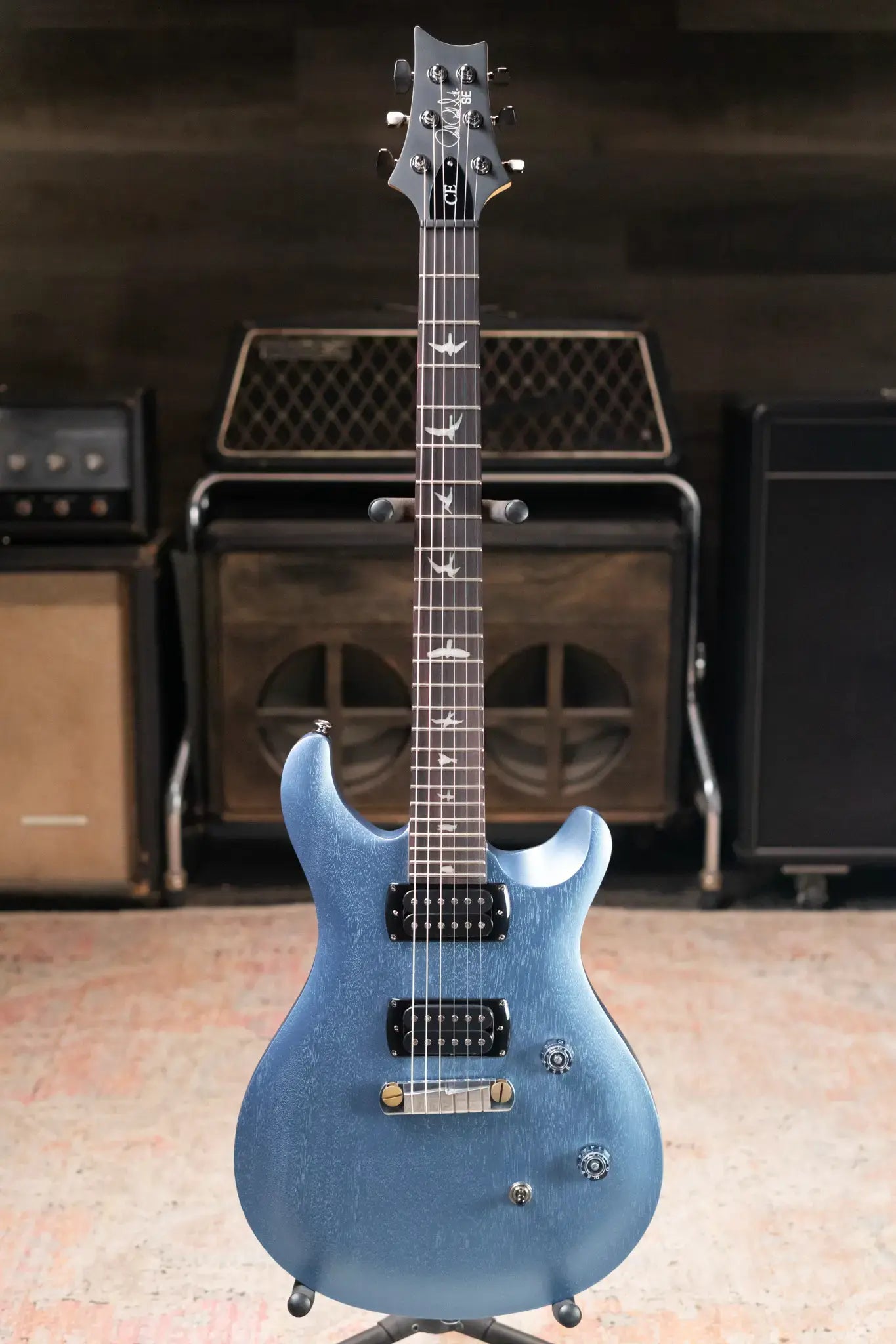 PRS SE CE 24 Standard Stoptail Satin Electric Guitar - Ice Blue Metallic with Gig Bag