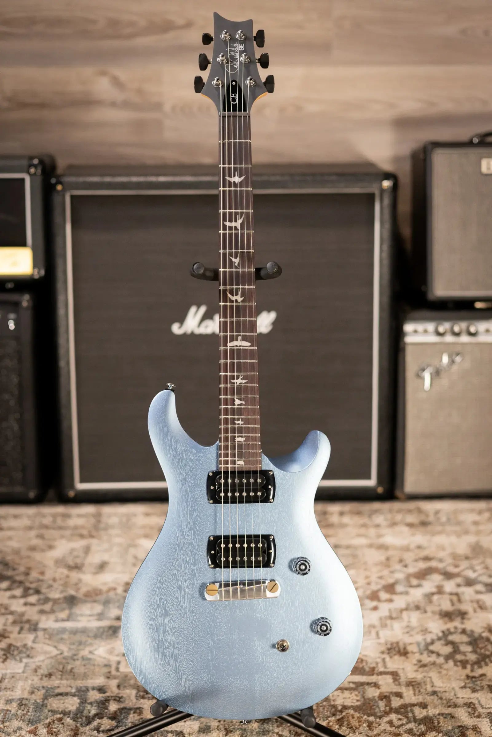 PRS SE CE 24 Standard Stoptail Satin Electric Guitar - Ice Blue Metallic with Gig Bag