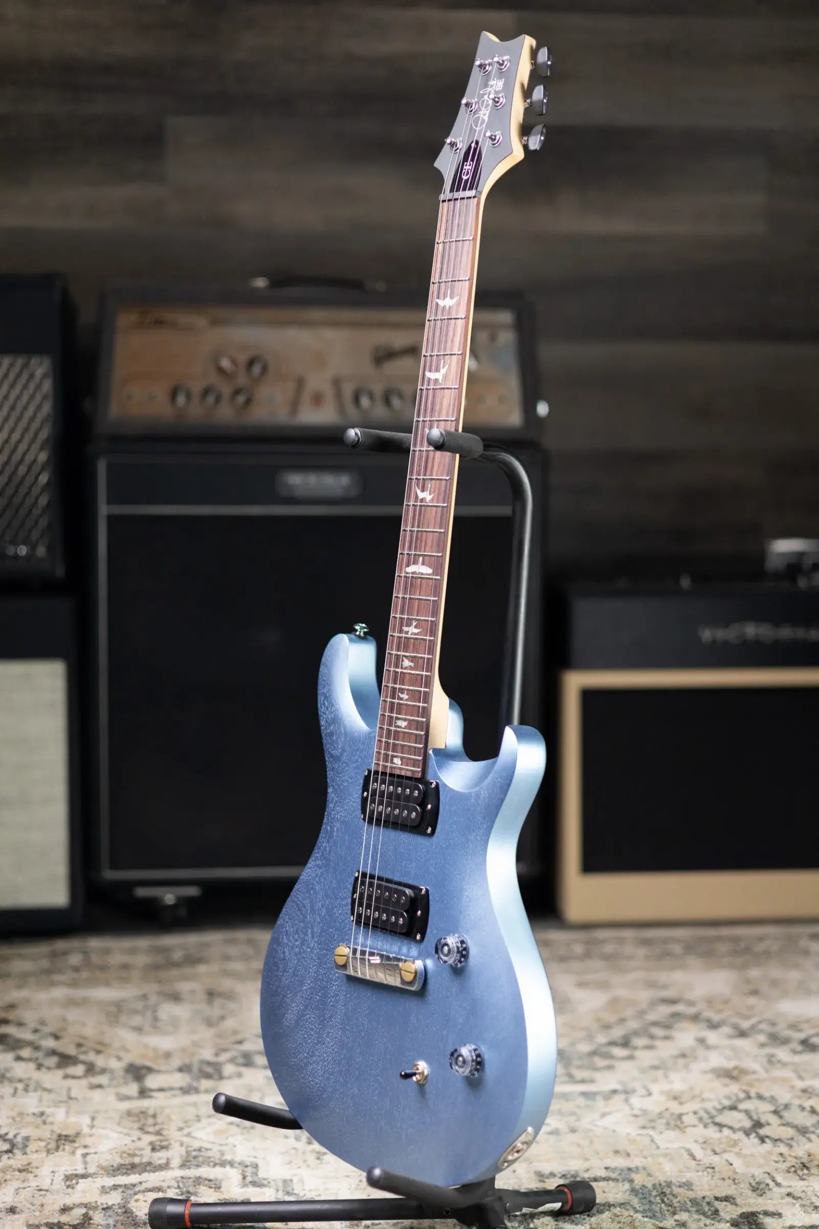 PRS SE CE 24 Standard Stoptail Satin Electric Guitar - Ice Blue Metallic with Gig Bag