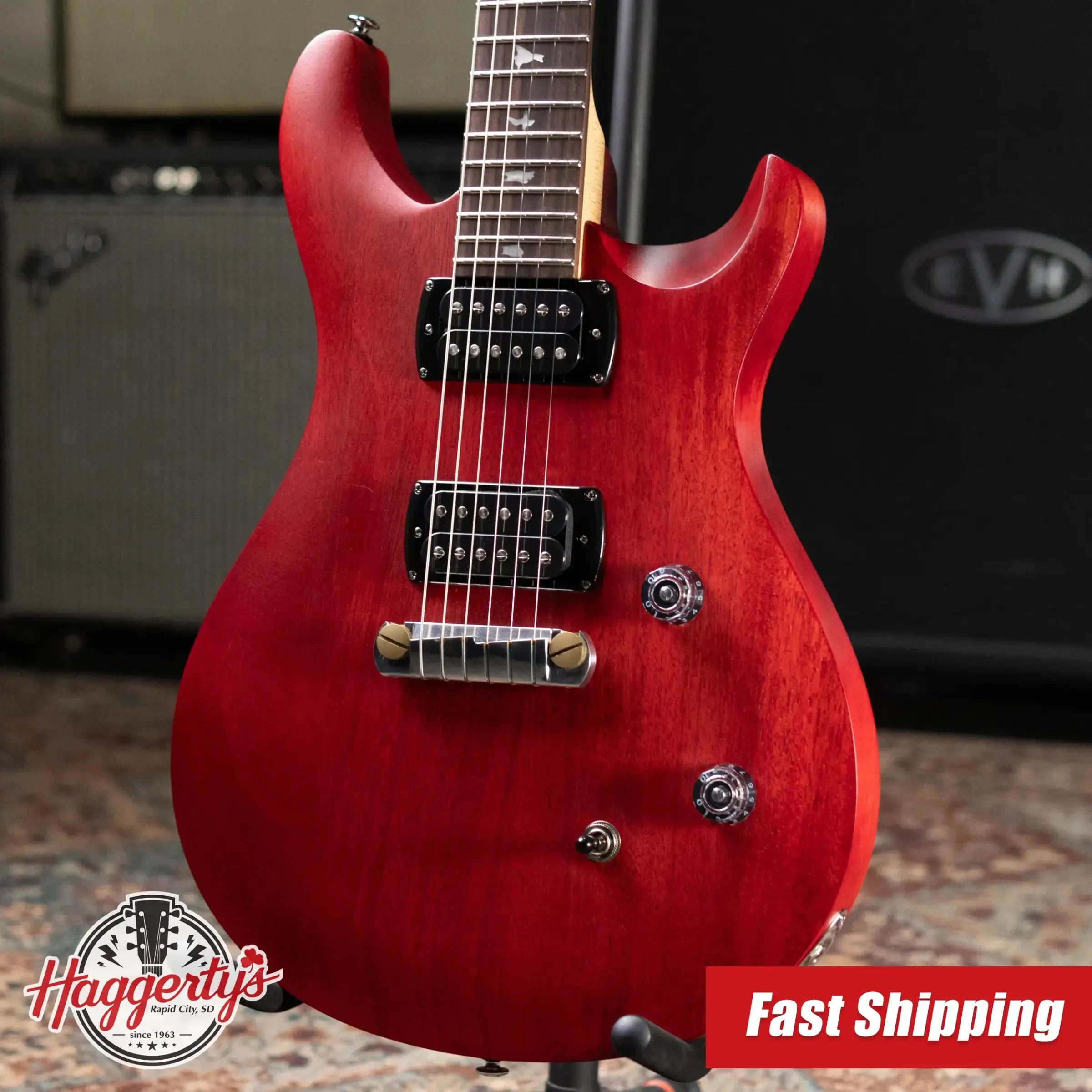 PRS SE CE 24 Standard Stoptail Satin Electric Guitar - Vintage Cherry with Gig Bag - Floor Model