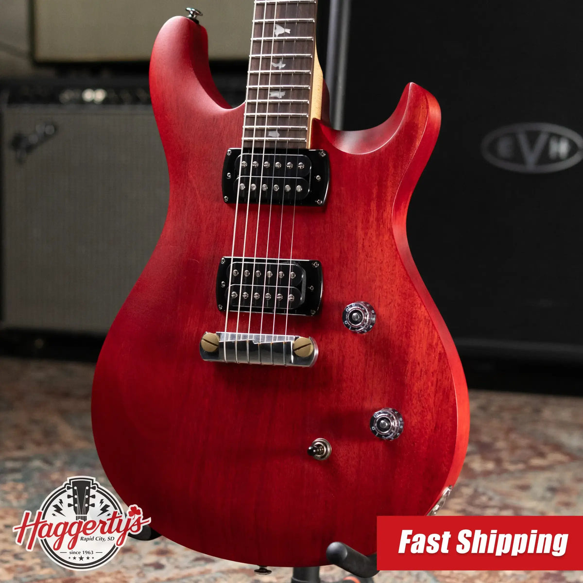 PRS SE CE 24 Standard Stoptail Satin Electric Guitar - Vintage Cherry with Gig Bag - Floor Model