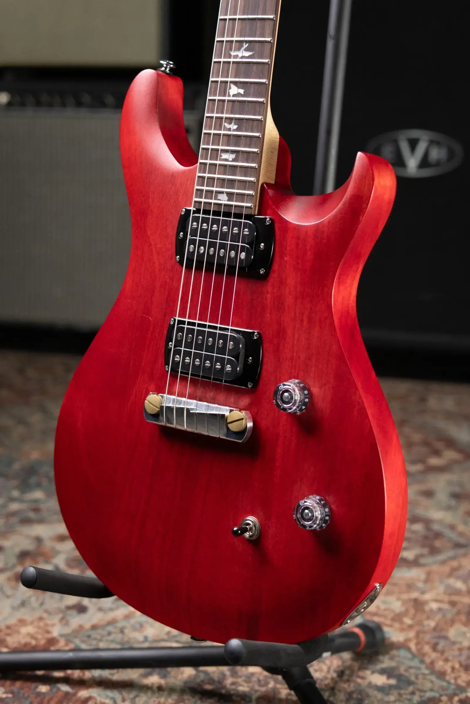 PRS SE CE 24 Standard Stoptail Satin Electric Guitar - Vintage Cherry with Gig Bag - Floor Model