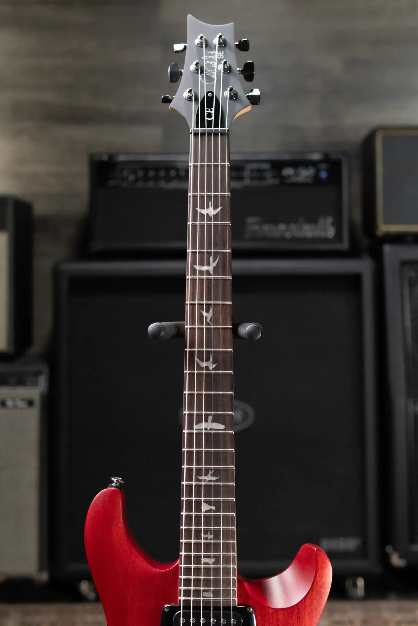 PRS SE CE 24 Standard Stoptail Satin Electric Guitar - Vintage Cherry with Gig Bag - Floor Model