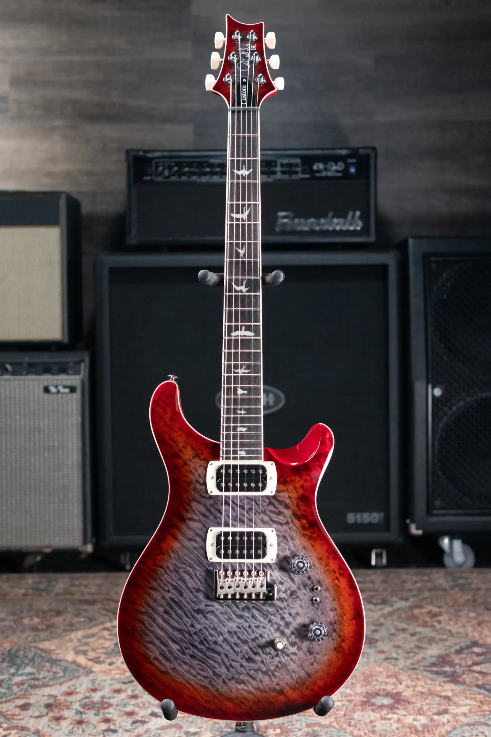 PRS SE Custom 24-08 Electric Guitar - Charcoal Cherry Burst with Gig Bag