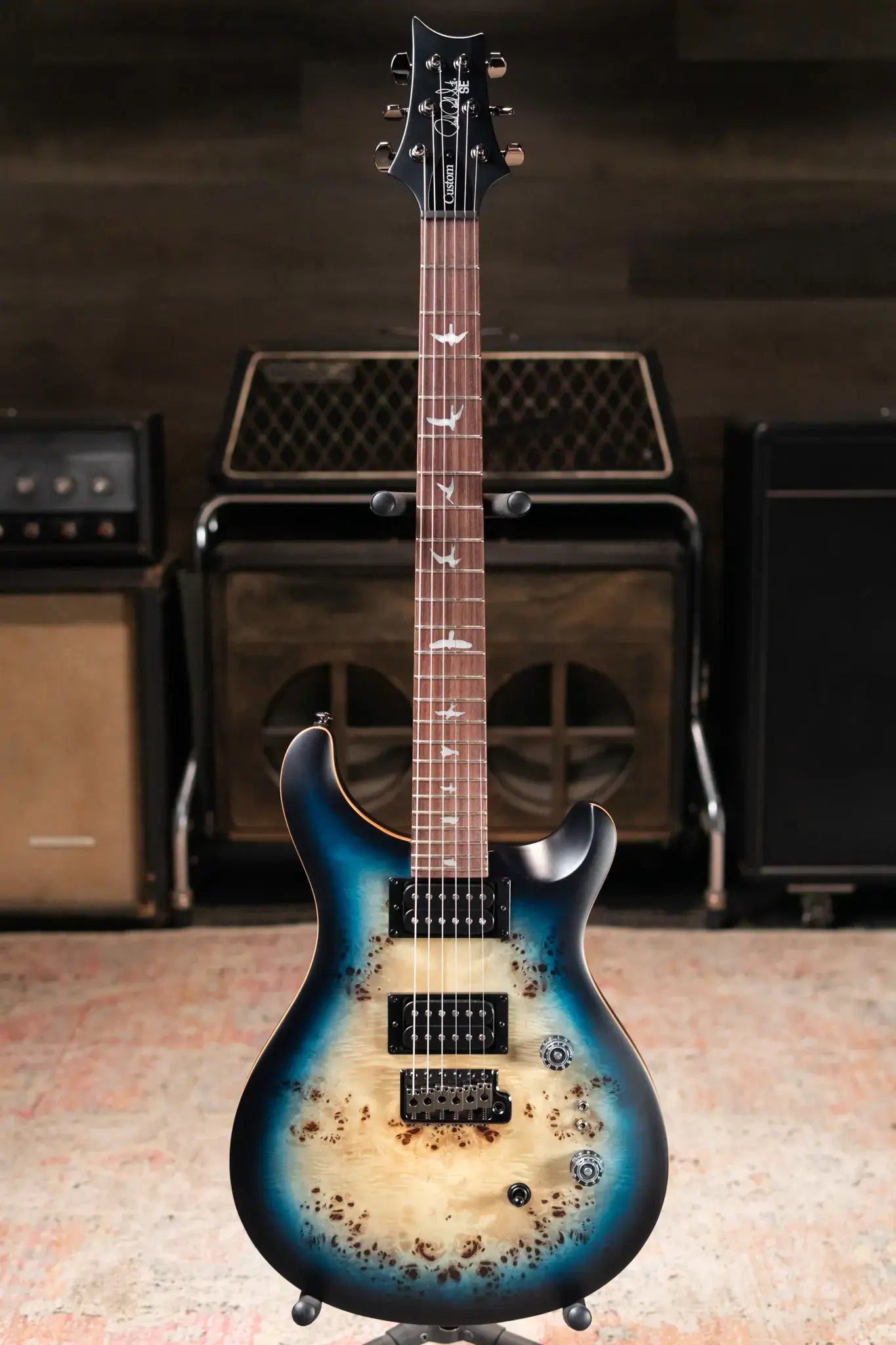 PRS SE Custom 24-08 Electric Guitar - Lake Blue Midnight Burst with Gig Bag