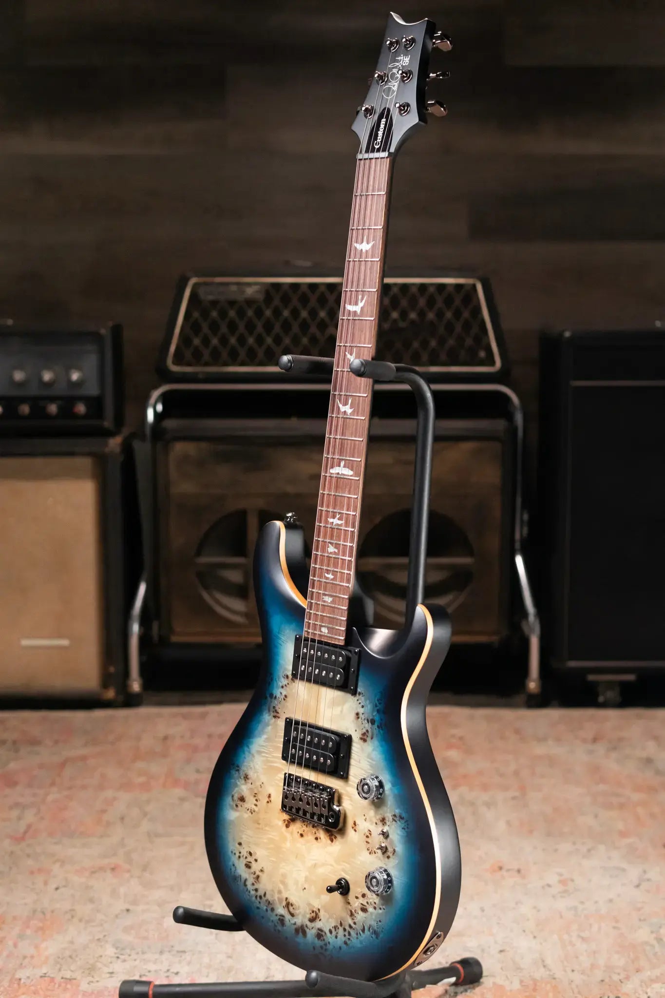 PRS SE Custom 24-08 Electric Guitar - Lake Blue Midnight Burst with Gig Bag