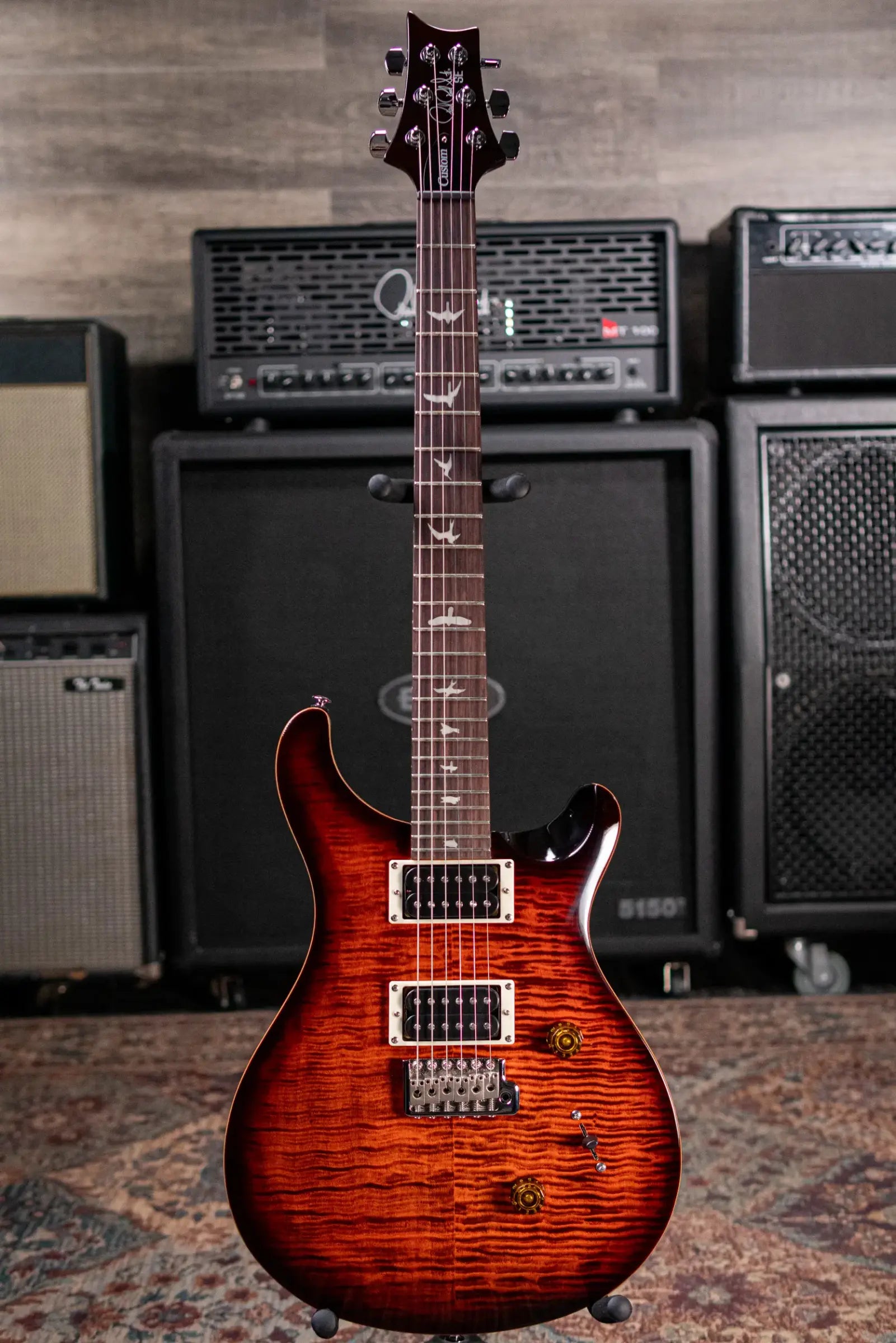 PRS SE Custom 24 Electric Guitar - Orange Tiger Smokeburst with Gig Bag