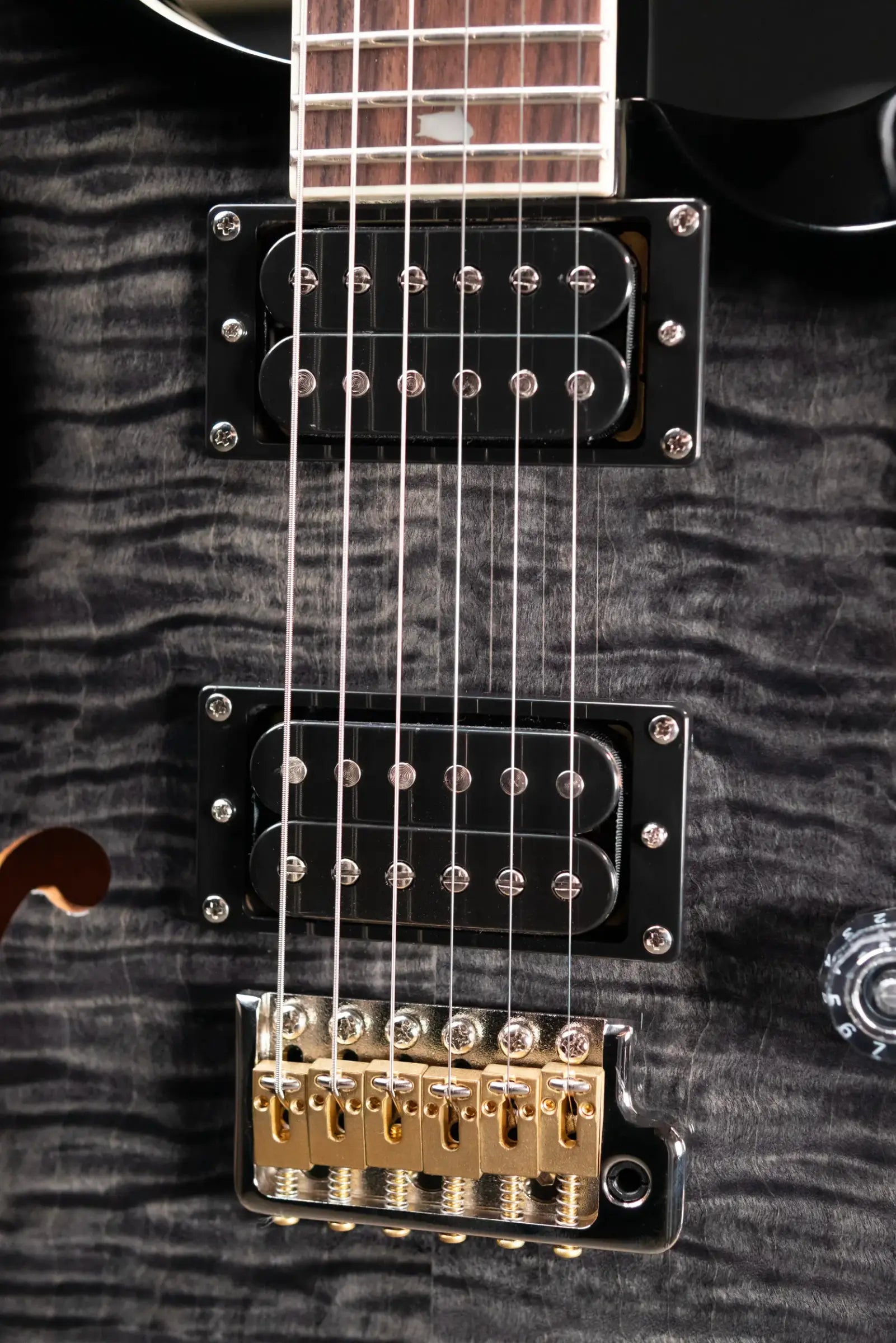 PRS SE Custom 24 Semi-Hollow Piezo Electric Guitar - Charcoal Burst with Gig Bag