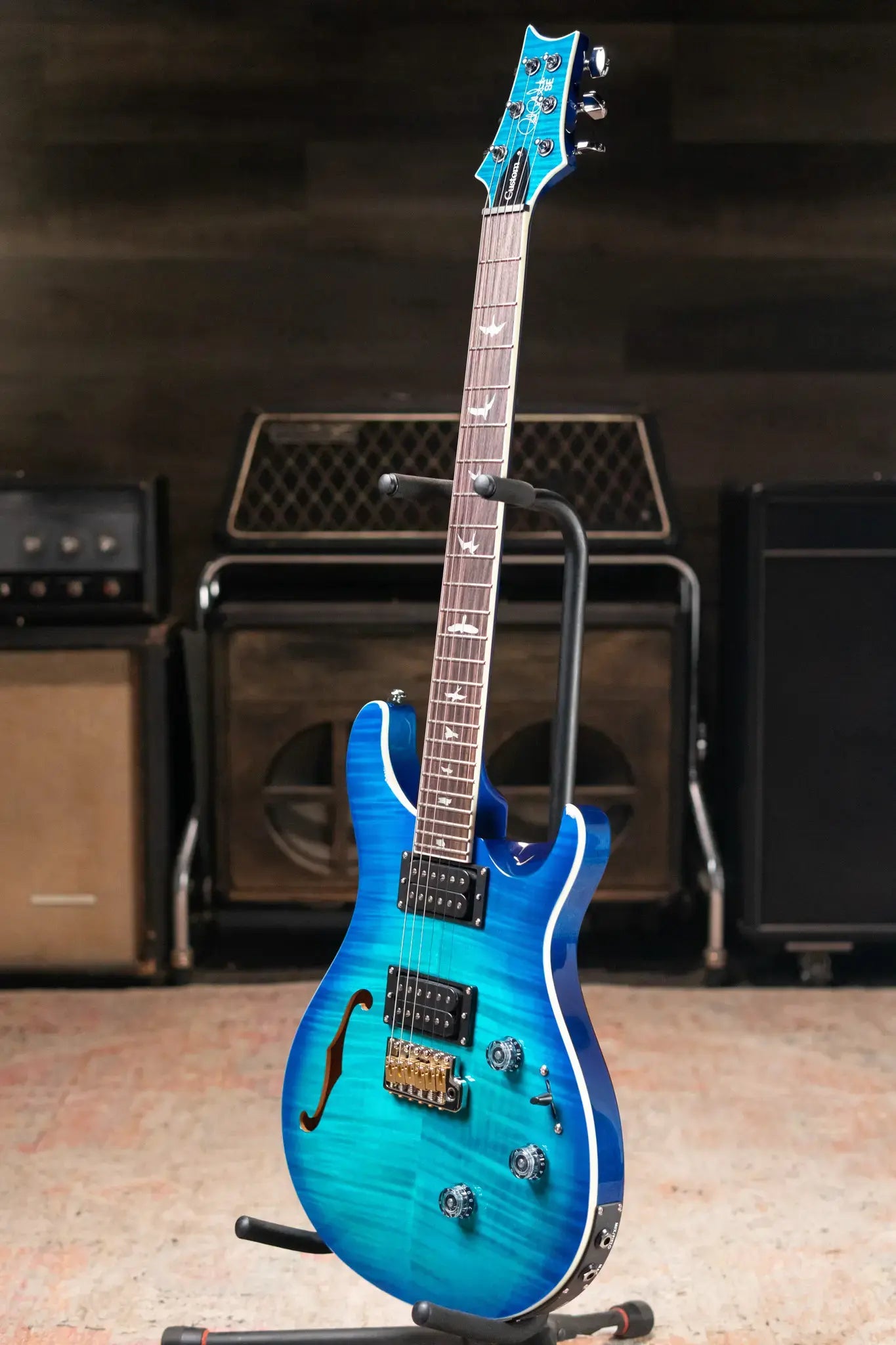PRS SE Custom 24 Semi-Hollow Piezo Electric Guitar - Lake Blue with Gig Bag