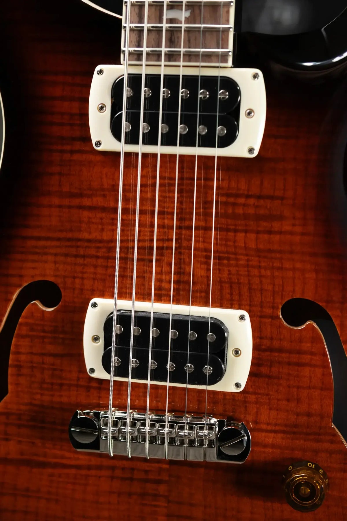 PRS SE Ed Sheeran Hollowbody I Baritone Piezo Electric Guitar - Orange Tiger Smokeburst with Gig Bag
