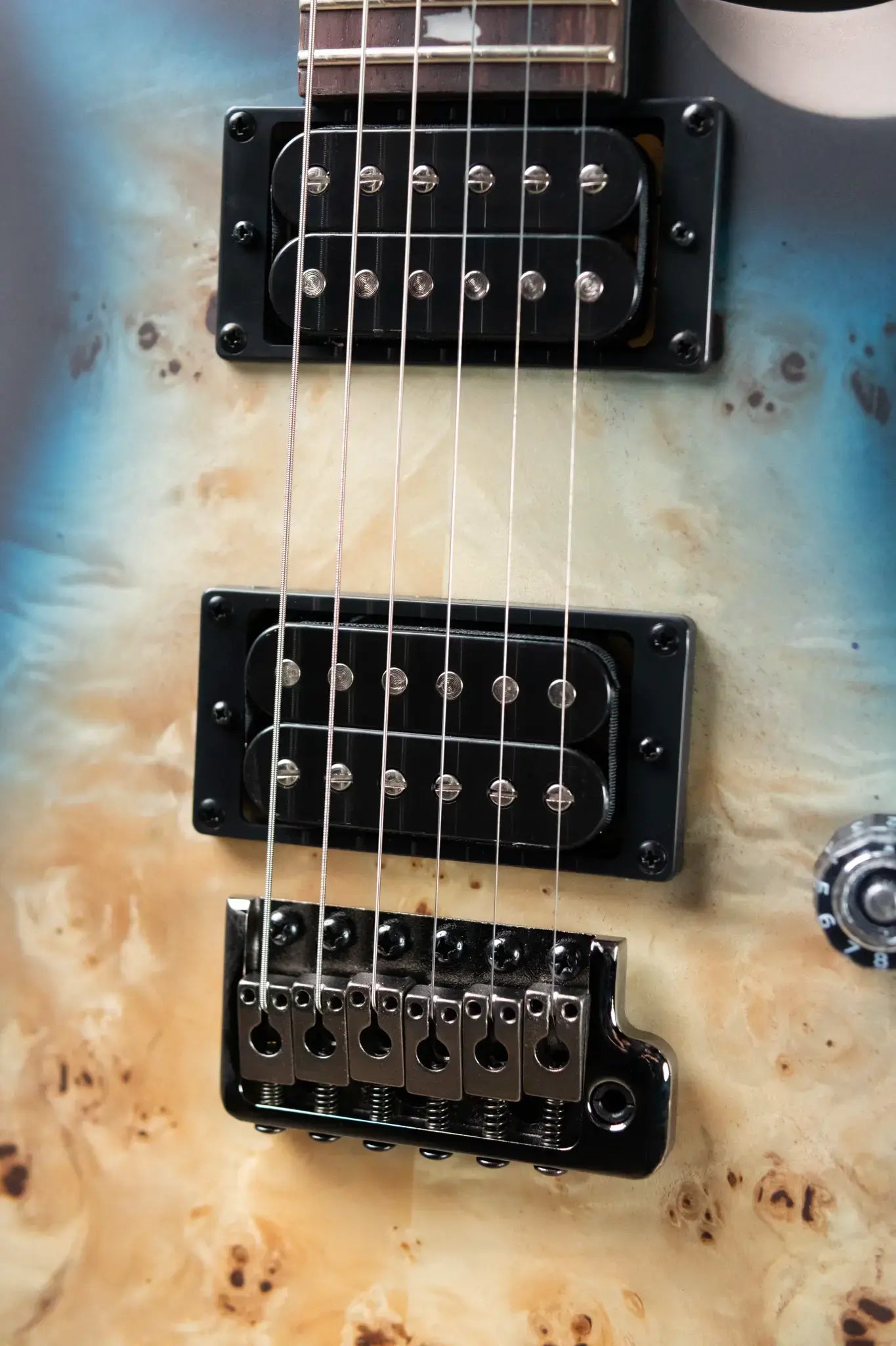 PRS SE "Exotic" Custom 24-08 Poplar Burl Electric Guitar - Lake Blue Midnight Burst with Gig Bag