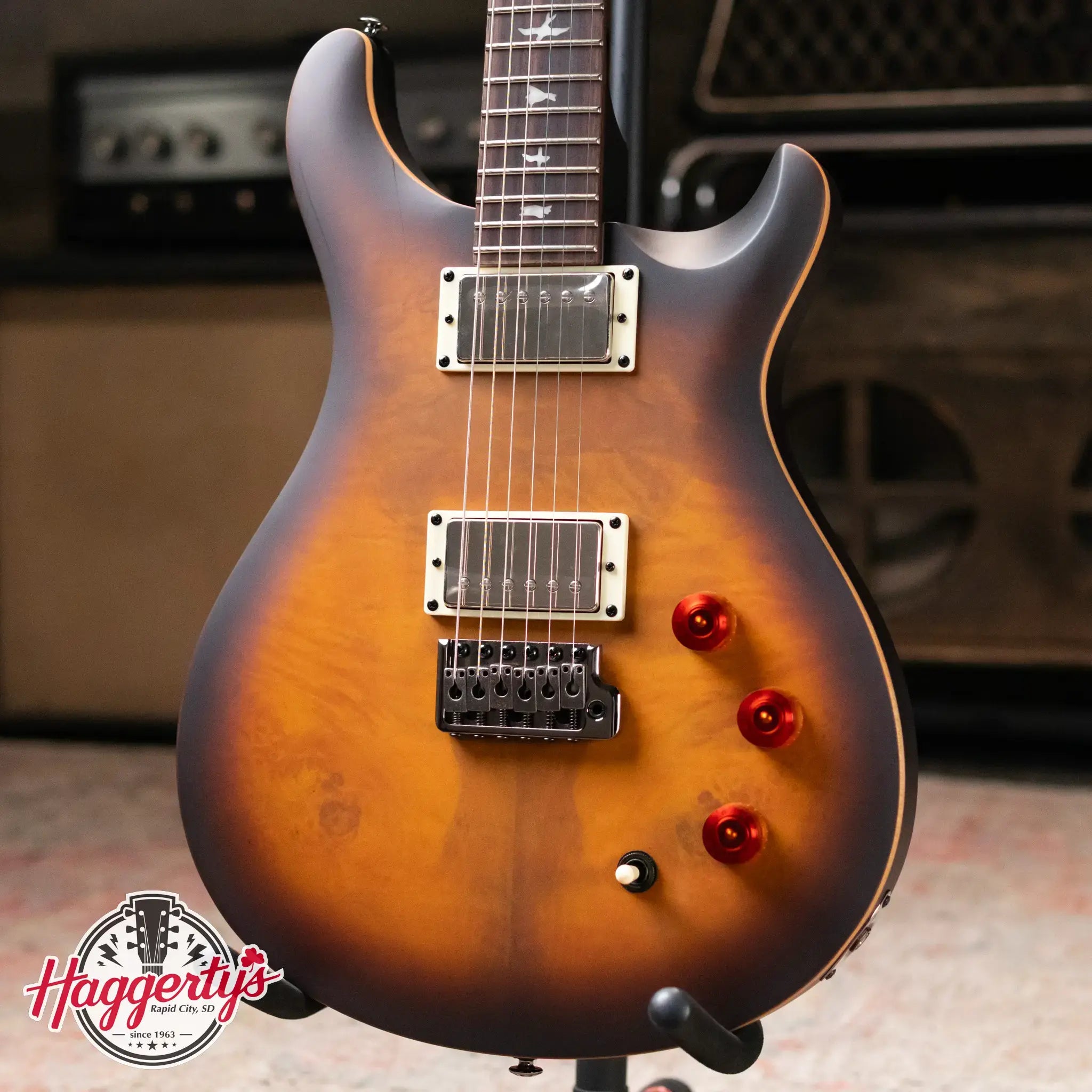 PRS SE Exotic David Grissom Signature Electric Guitar - Laurel Burl McCarty Tobacco Sunburst with Gig Bag