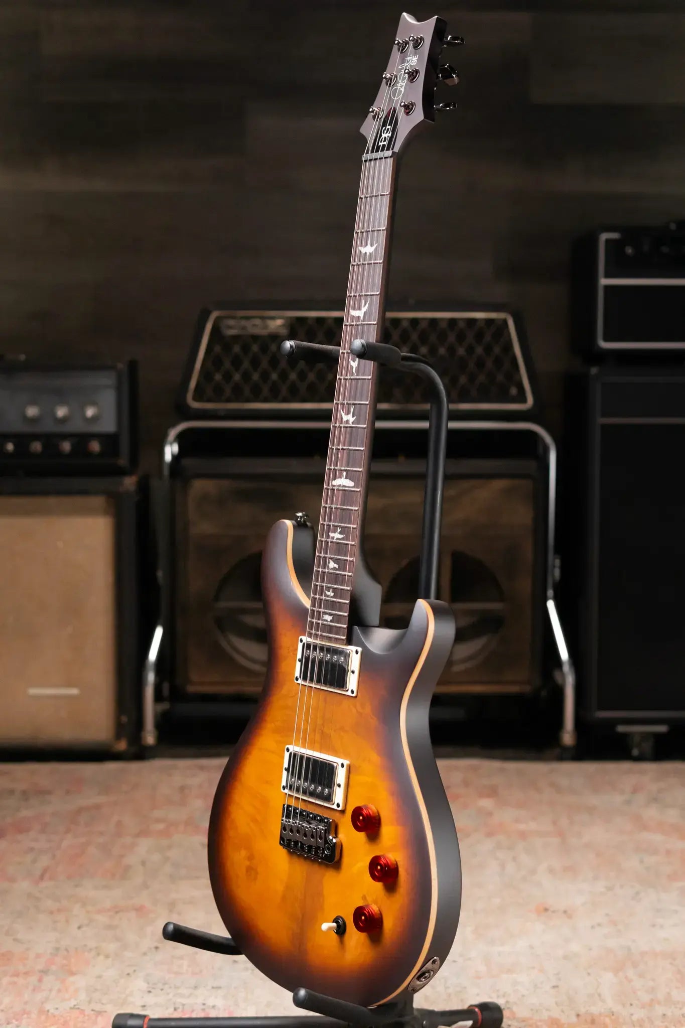 PRS SE Exotic David Grissom Signature Electric Guitar - Laurel Burl McCarty Tobacco Sunburst with Gig Bag