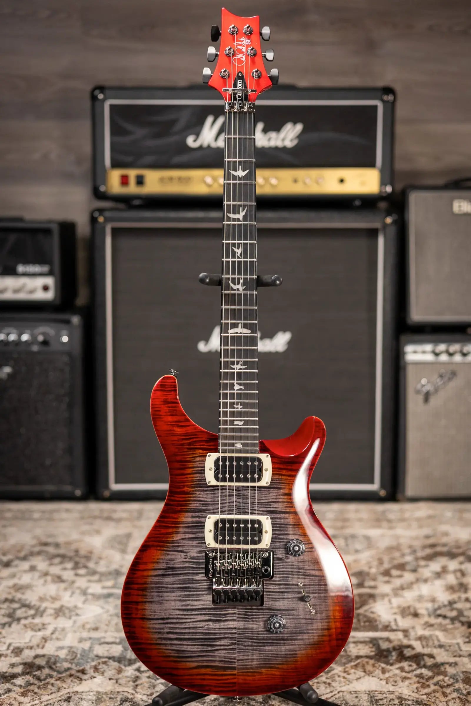 PRS SE "Floyd" Custom 24 Electric Guitar - Charcoal Cherry Burst with Gig Bag