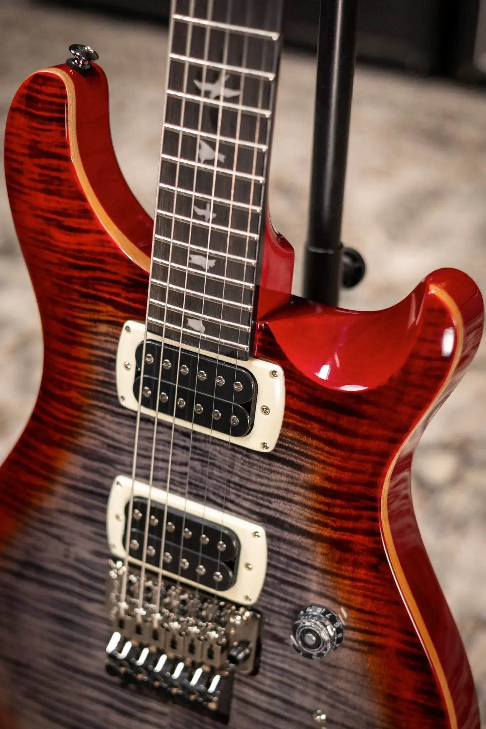 PRS SE "Floyd" Custom 24 Electric Guitar - Charcoal Cherry Burst with Gig Bag