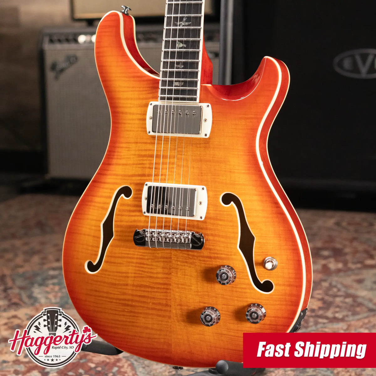 PRS SE Hollowbody II Piezo Electric Guitar - Vintage Sunburst with Gig Bag - Demo