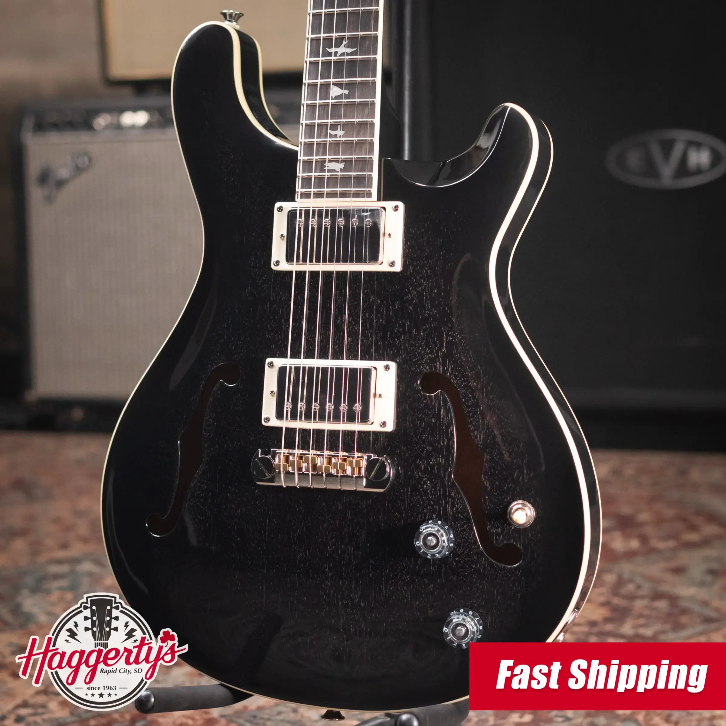 PRS SE Hollowbody Standard Electric Guitar - Dog Hair Smokeburst with Hardshell Case