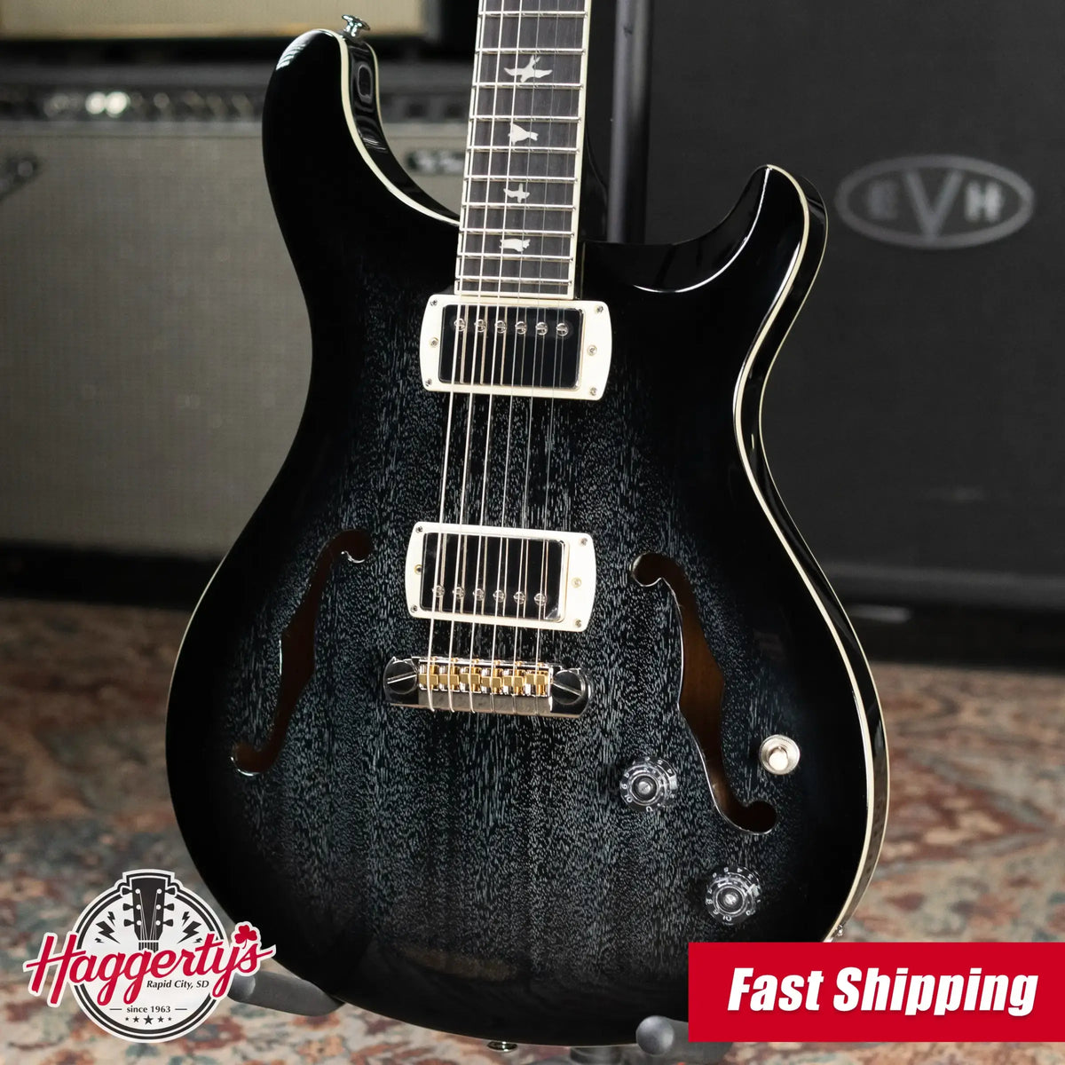 PRS SE Hollowbody Standard Electric Guitar - Dog Hair Smokeburst with Gig Bag
