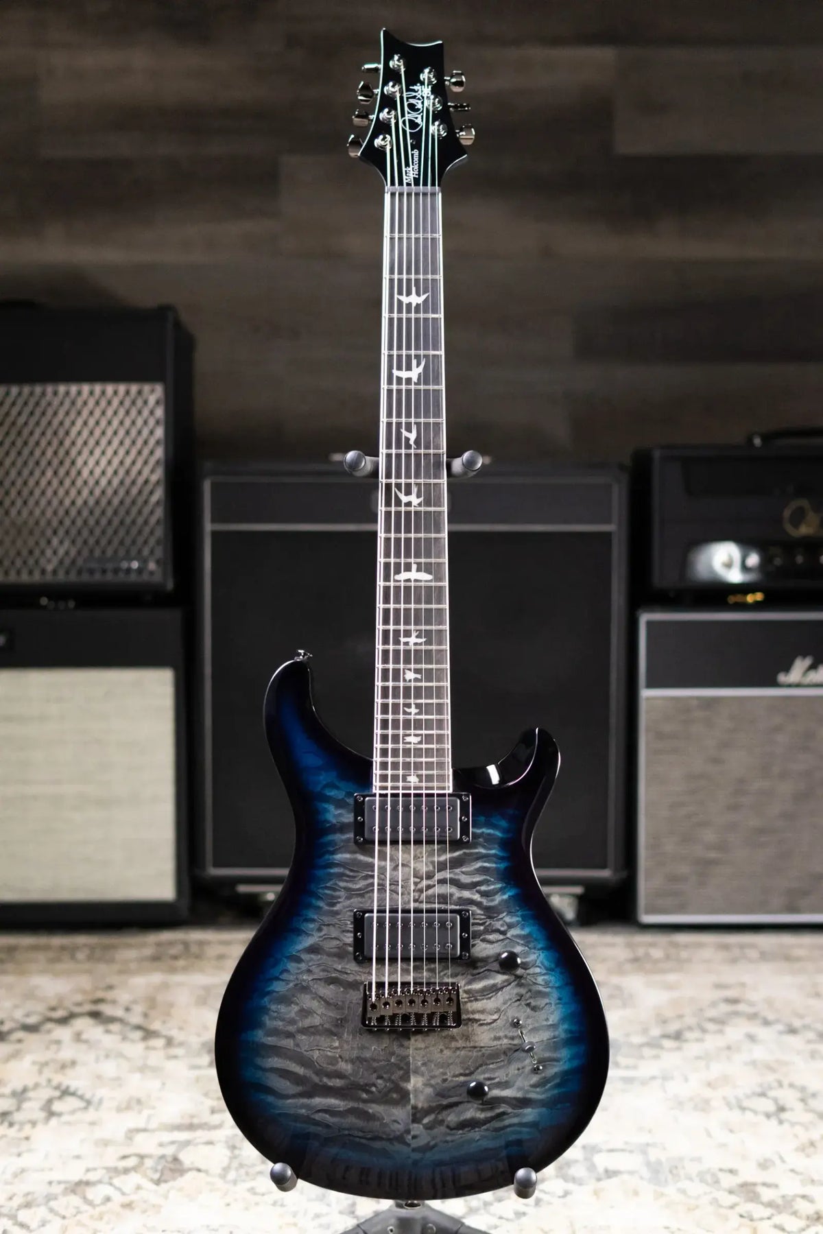 PRS SE Mark Holocomb 7-String Electric Guitar - Holcomb Blue Burst with Gig Bag