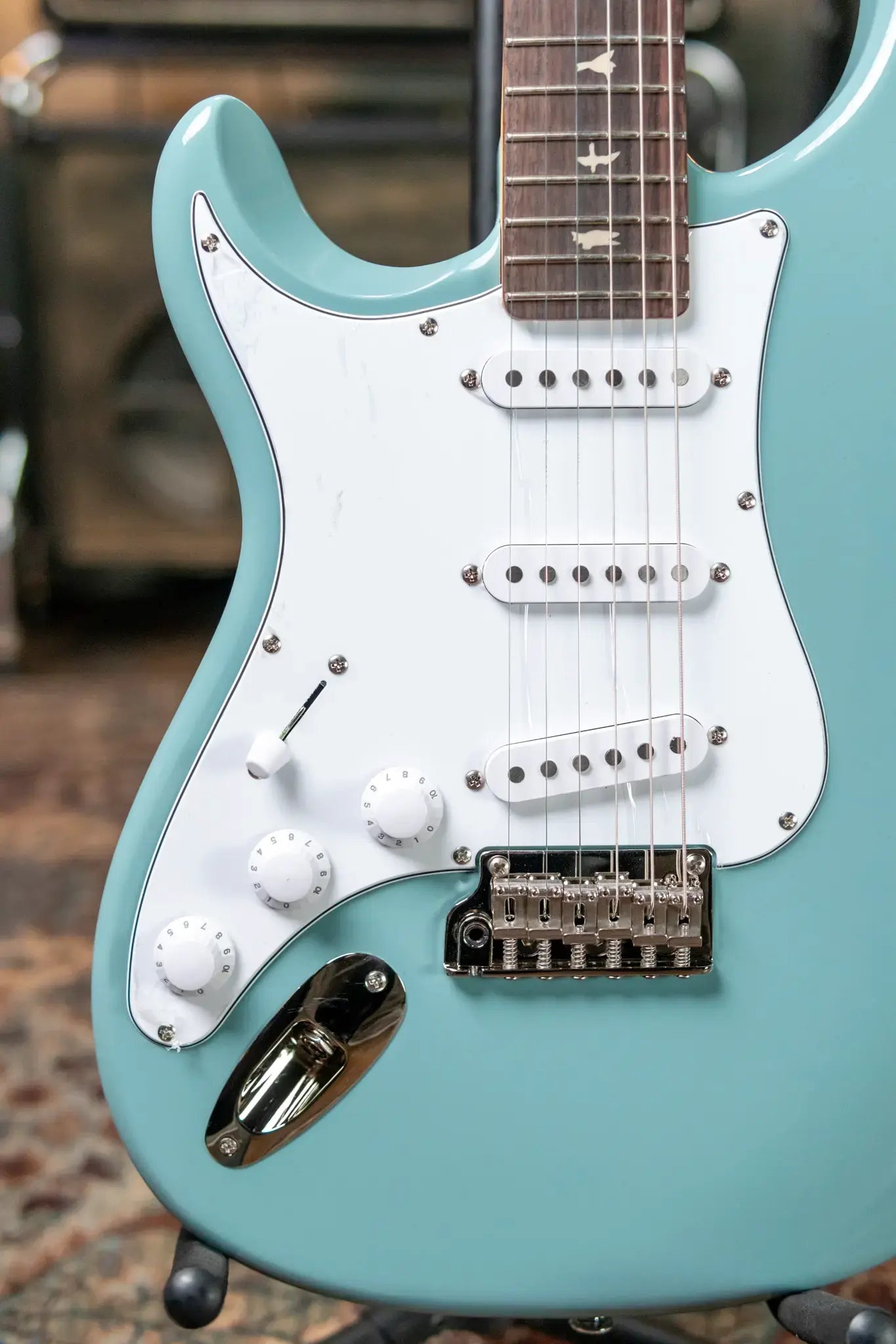PRS SE Silver Sky Left-handed John Mayer Model Electric Guitar - Stone Blue with Gig Bag