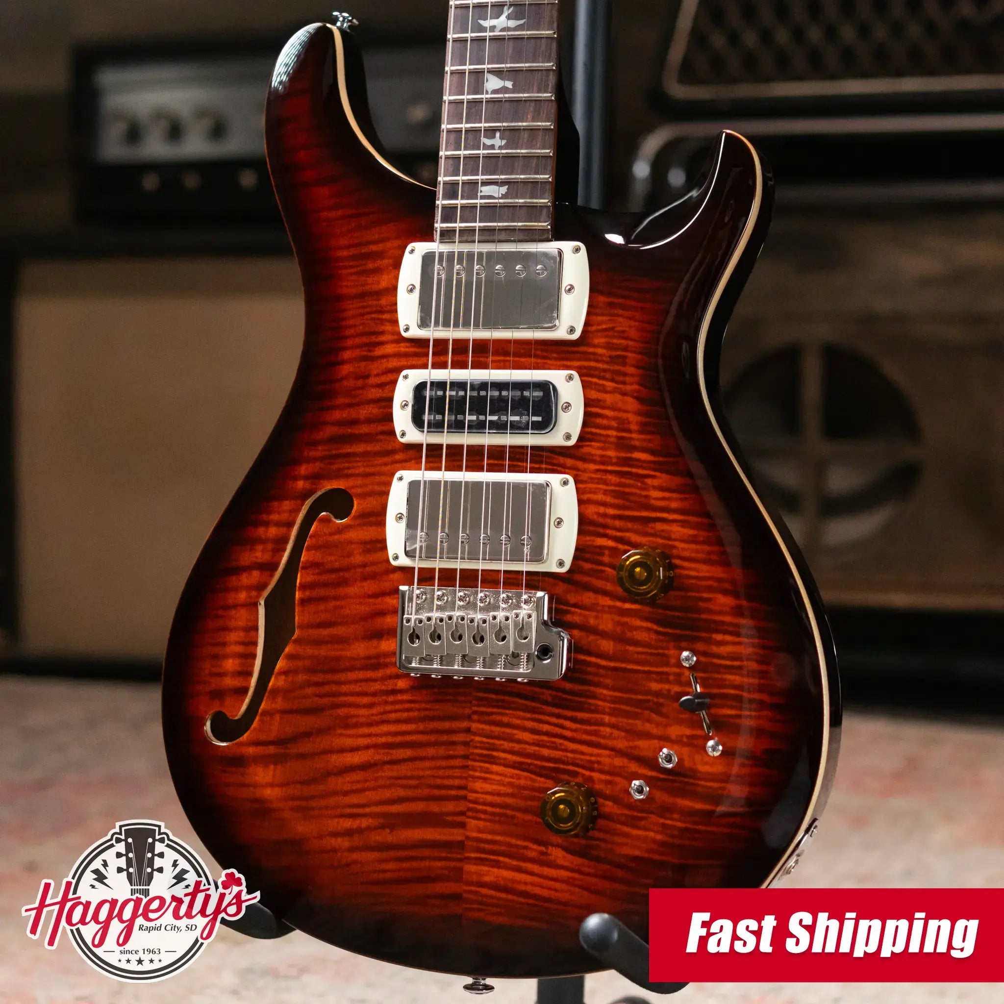 PRS SE Special Semi-hollow Electric Guitar - Orange Tiger Smokeburst with Gig Bag