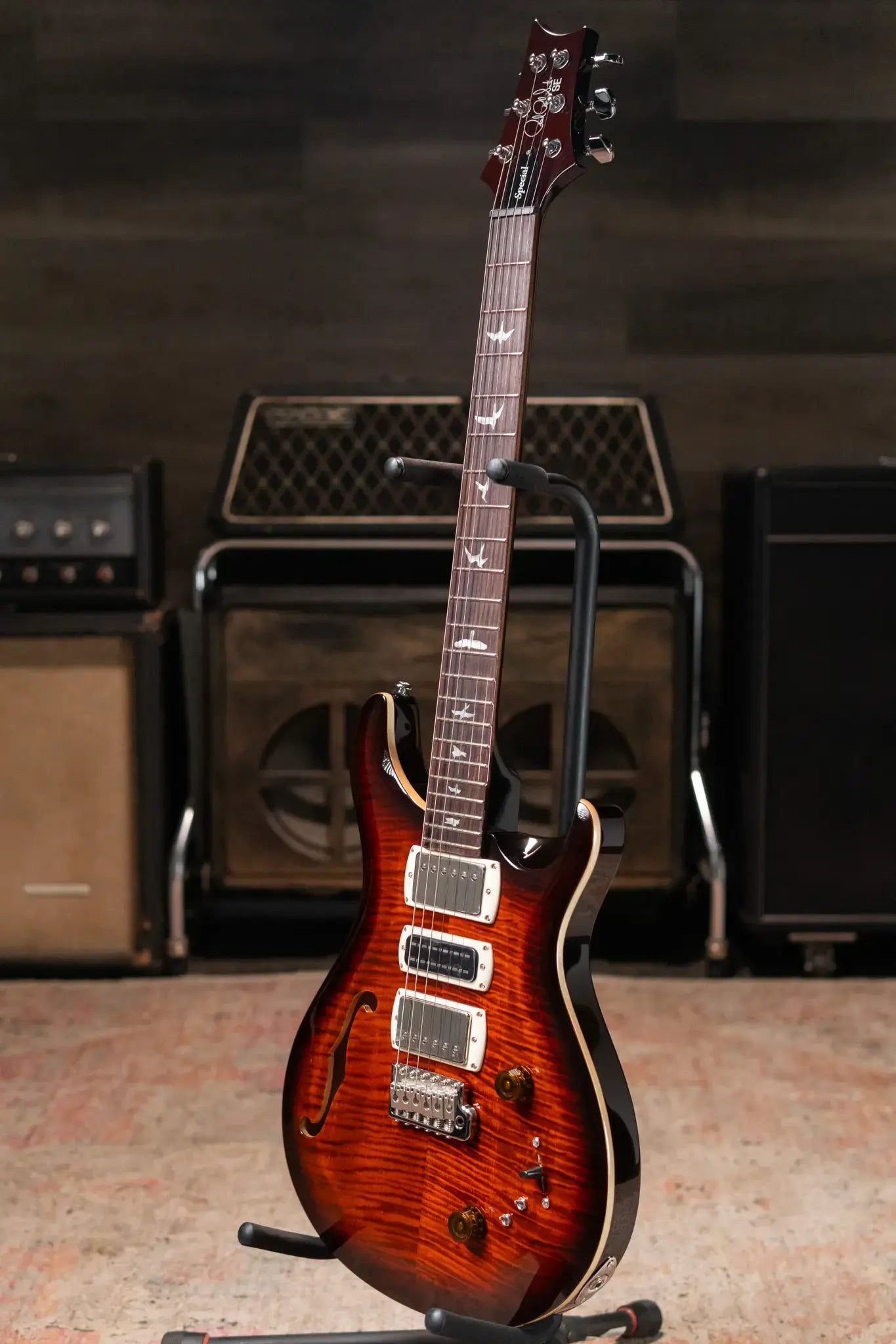 PRS SE Special Semi-hollow Electric Guitar - Orange Tiger Smokeburst with Gig Bag