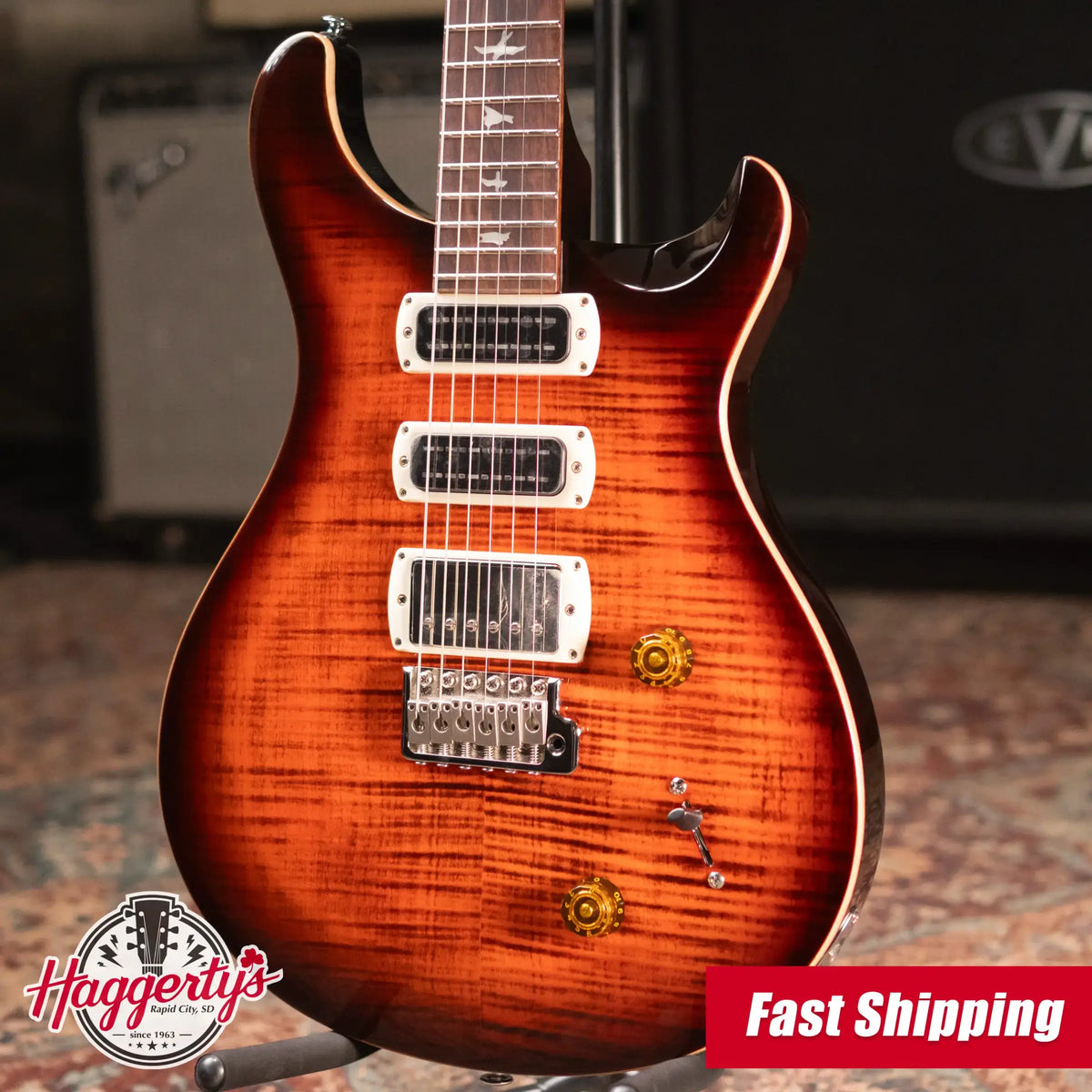 PRS SE Studio Electric Guitar - Orange Tiger Smokeburst with Gig Bag - Demo