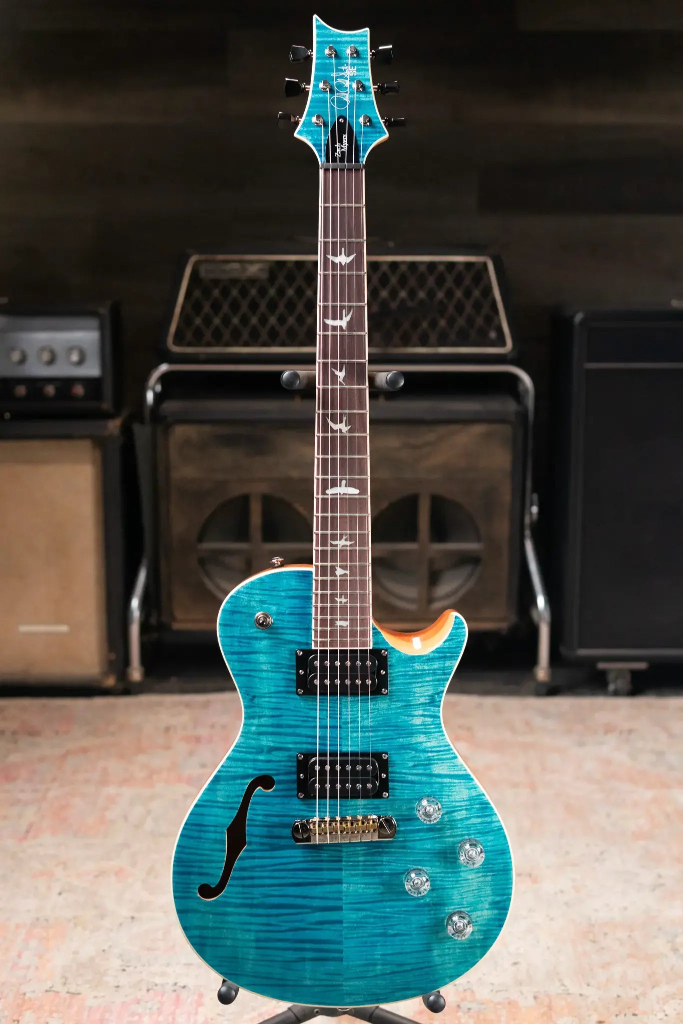 PRS SE Zach Myers Semi-Hollow Electric Guitar - Myers Blue with Gig Bag